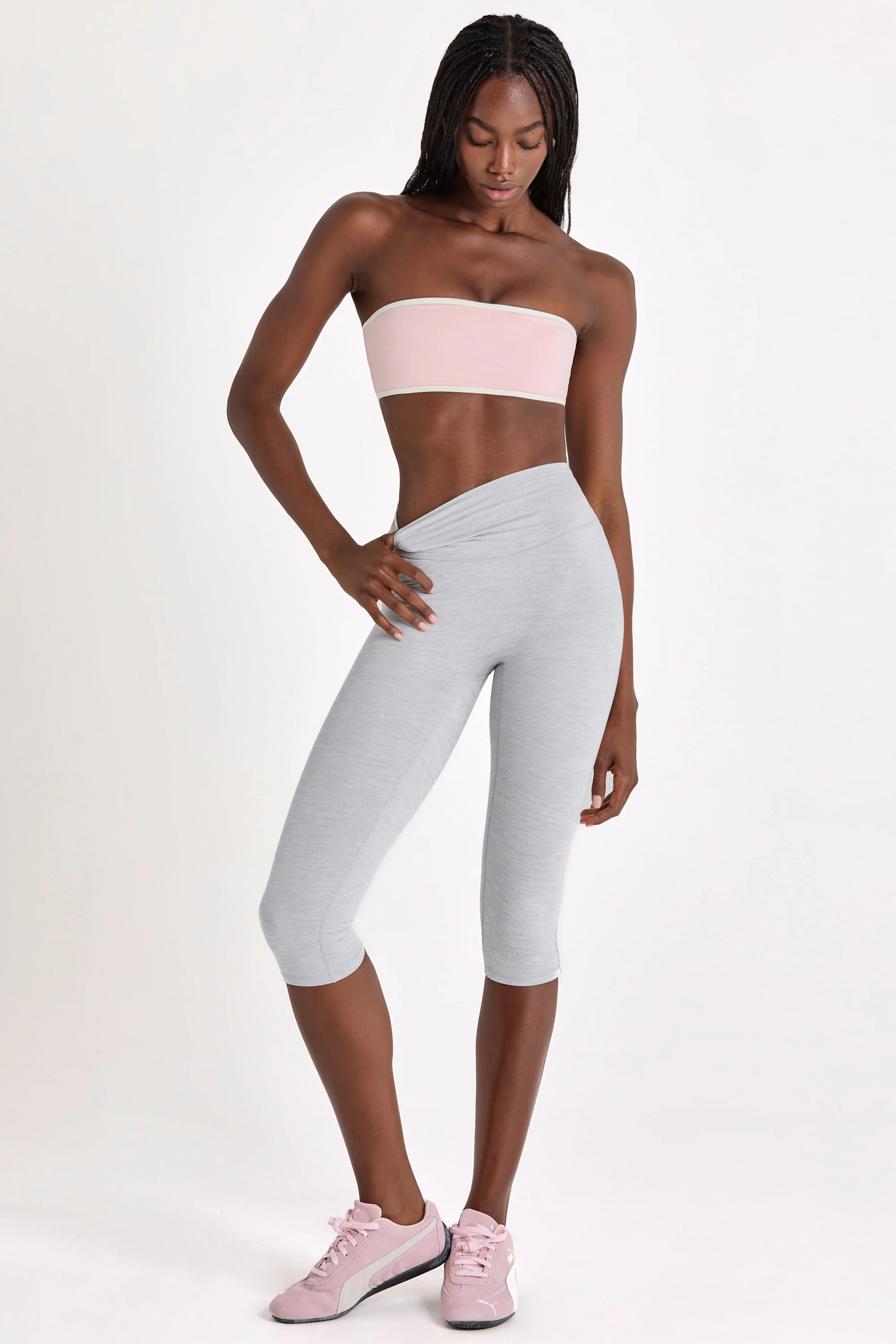 Soft Active Capri Leggings in Grey Marl - Image 5