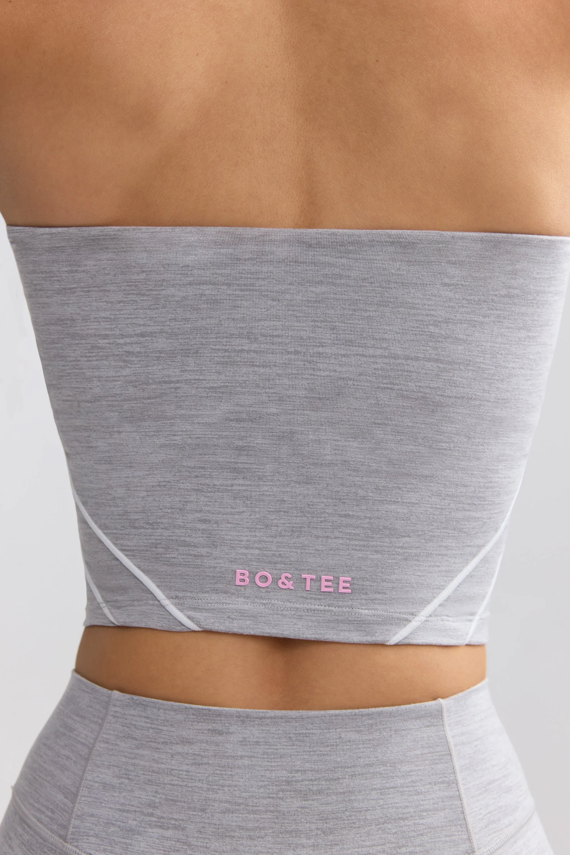 Soft Active Contrast-Trim Bandeau Top in Marl Grey - Image 4