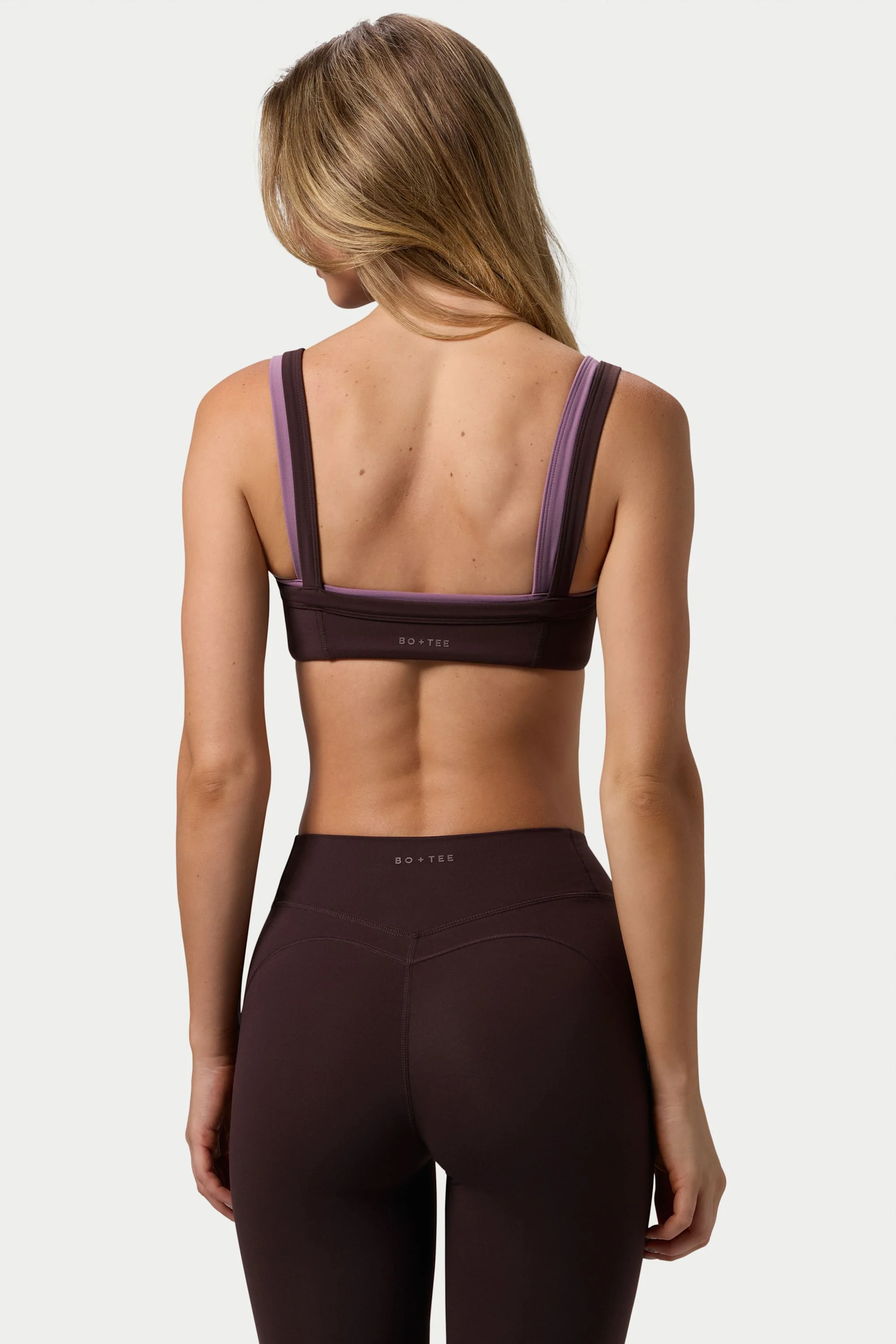 Soft Active Seam-Detail Sports Bra in Espresso - Image 2