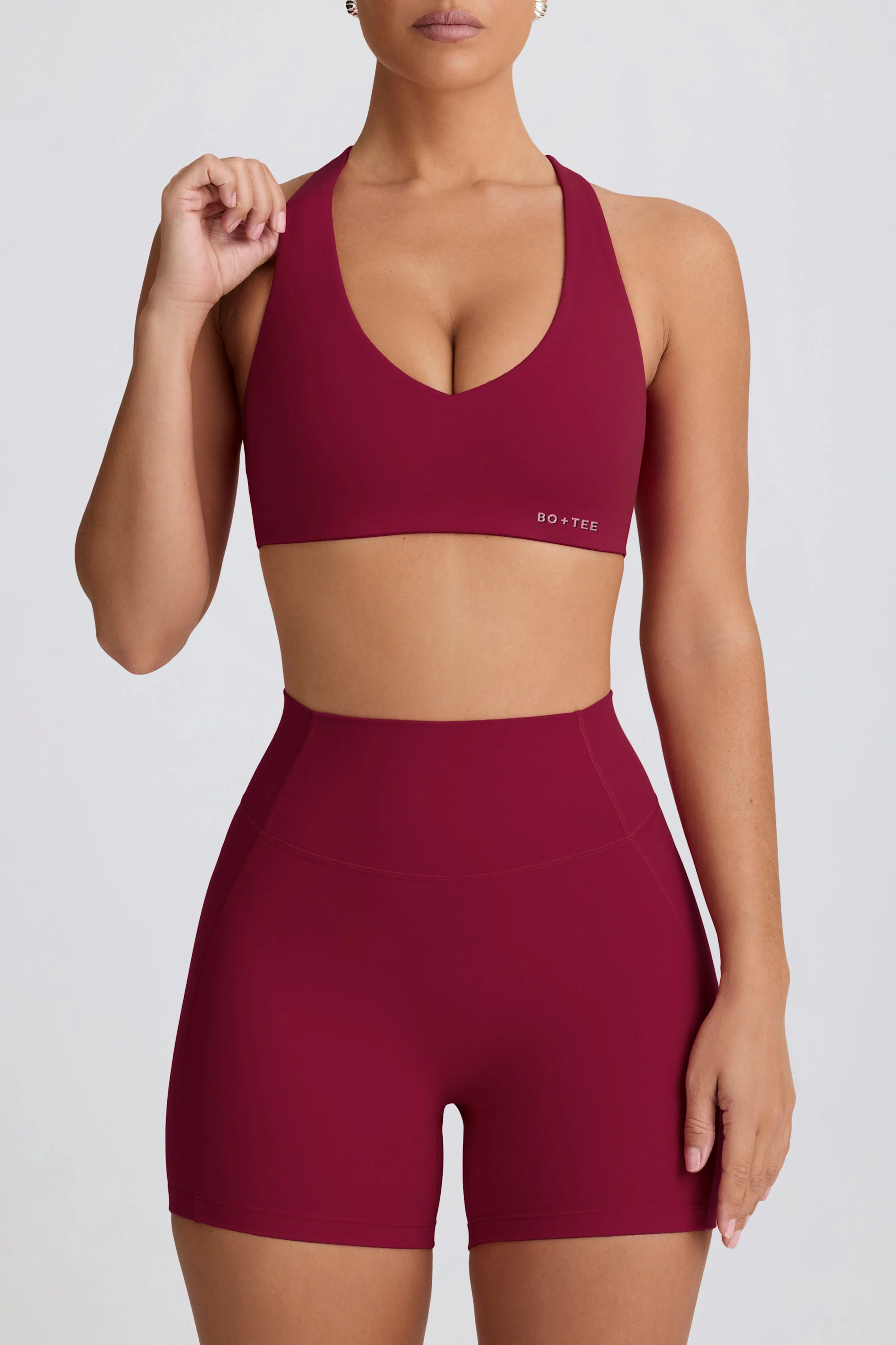 Soft Active Mini Shorts in Burgundy - Image 5