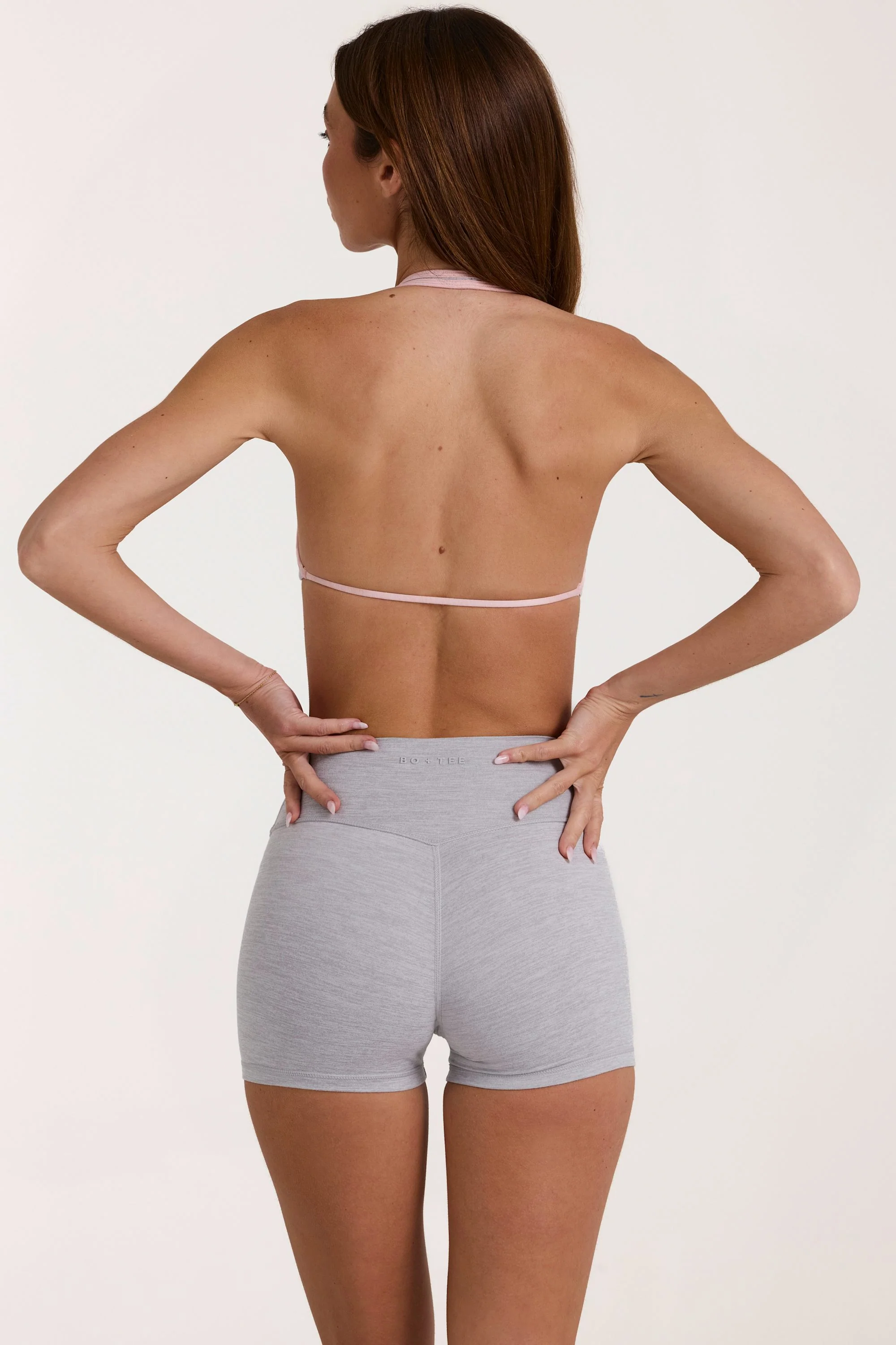 Soft Active Mini Shorts in Grey Marl - Image 2