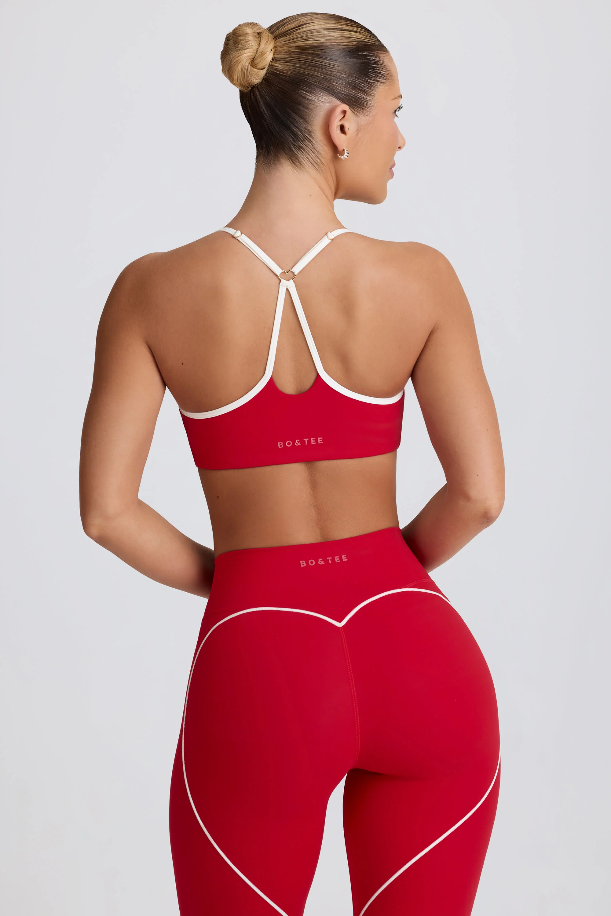 Soft Active Sweetheart-Neck Sports Bra in Hot Red - Image 2