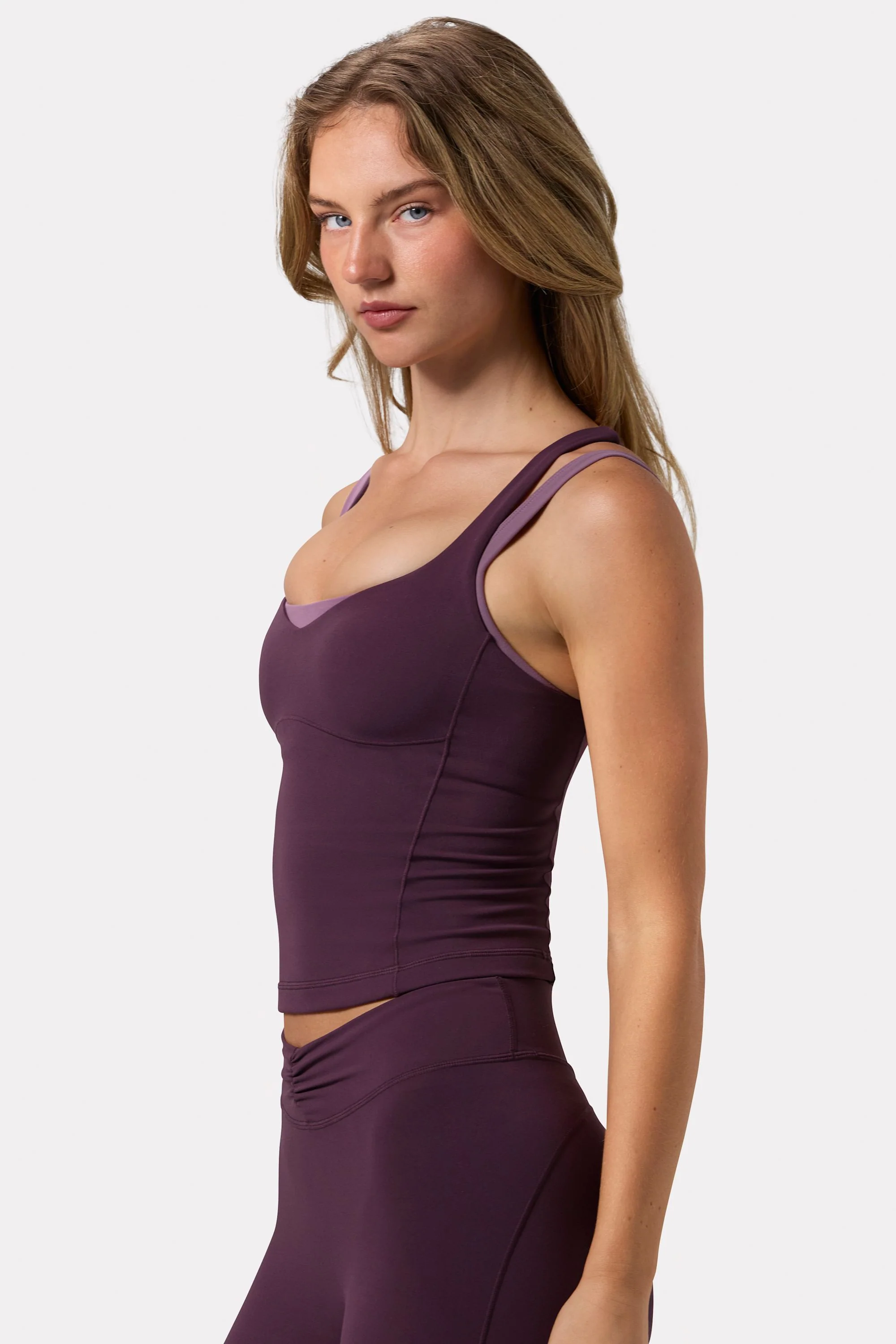 Soft Active Sweetheart-Neck Tank Top in Plum - Image 3