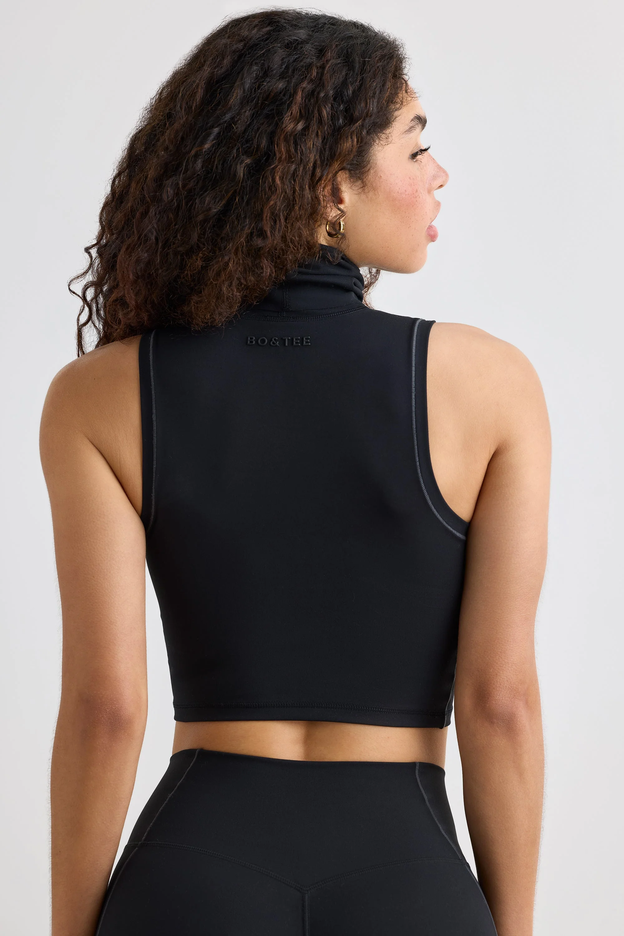 Soft Active Turtleneck Tank Top in Black - Image 2