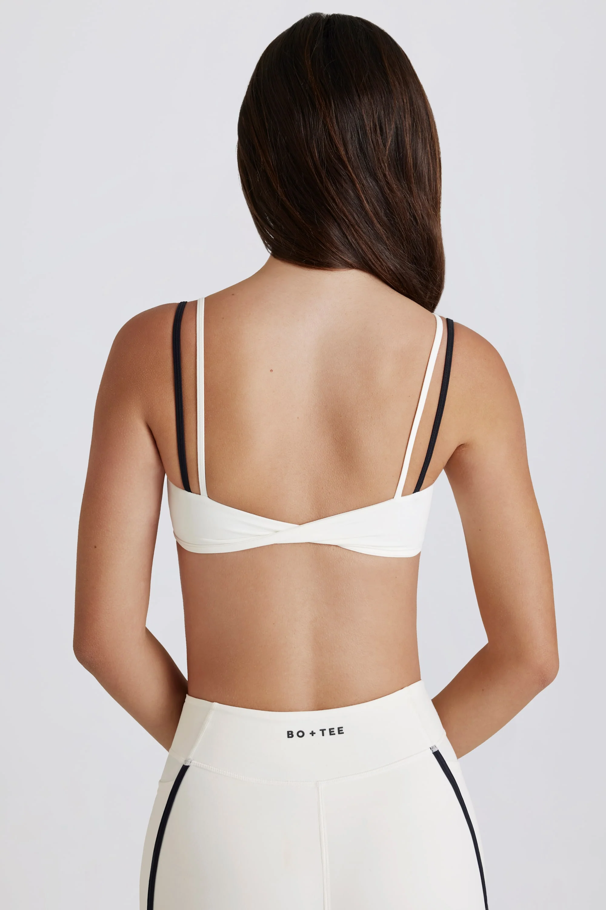 Soft Active Twist-Back Layered Sports Bra in Coconut - Image 2