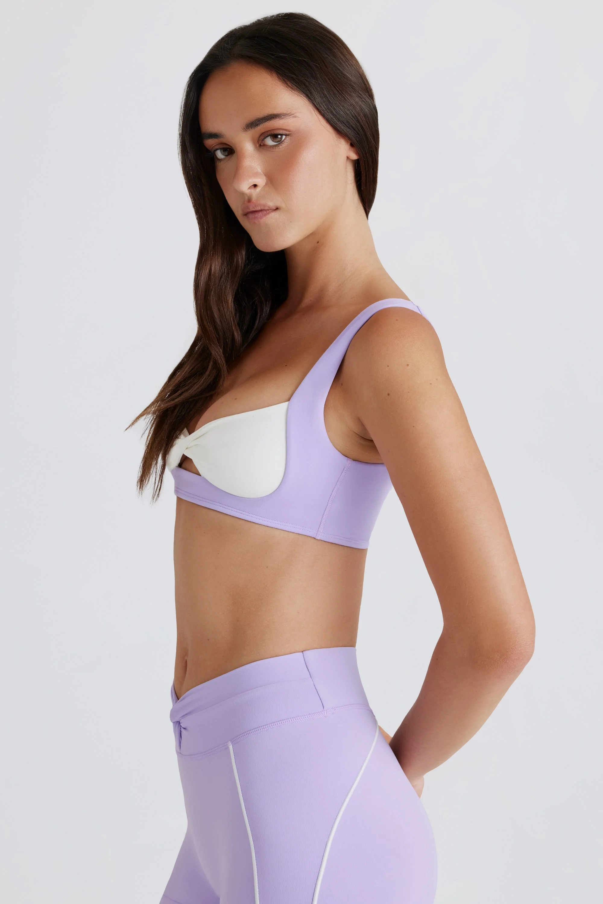 Soft Active Twist-Front Sports Bra in Lavender - Image 3