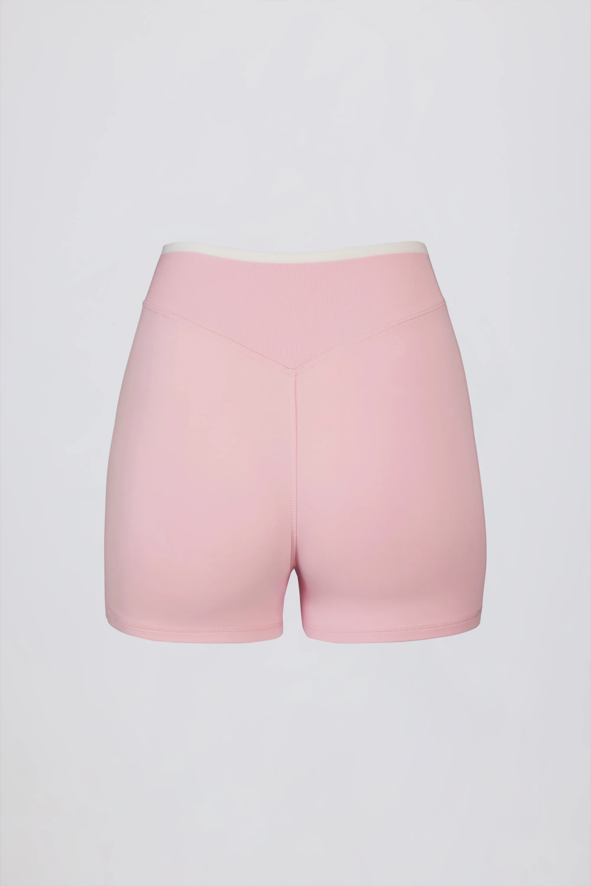 Soft Active Wrapover Contrast Mini Shorts in Powder Pink - Image 5