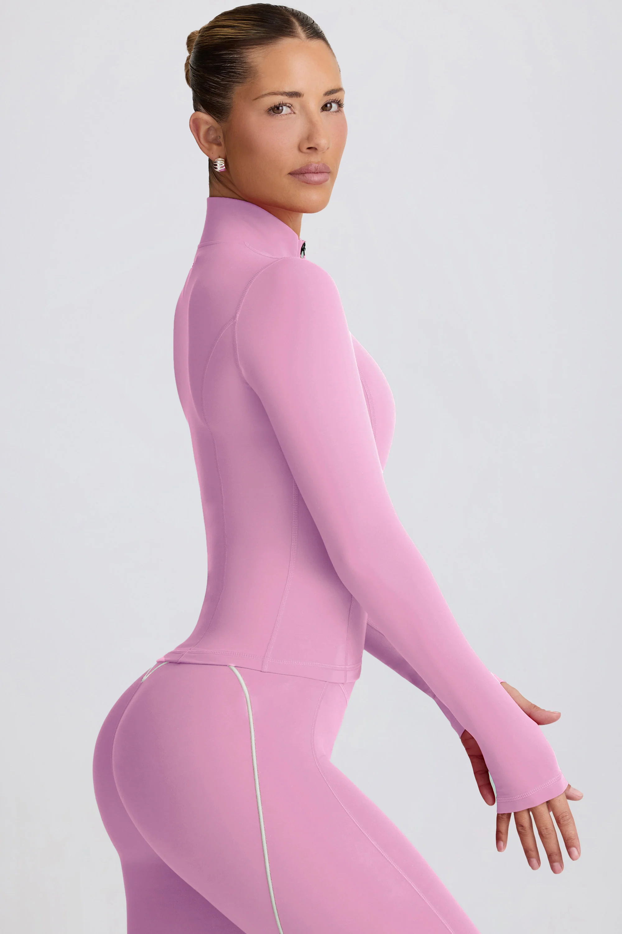 Soft Active Zip-Up Jacket in Dusty Pink - Image 3
