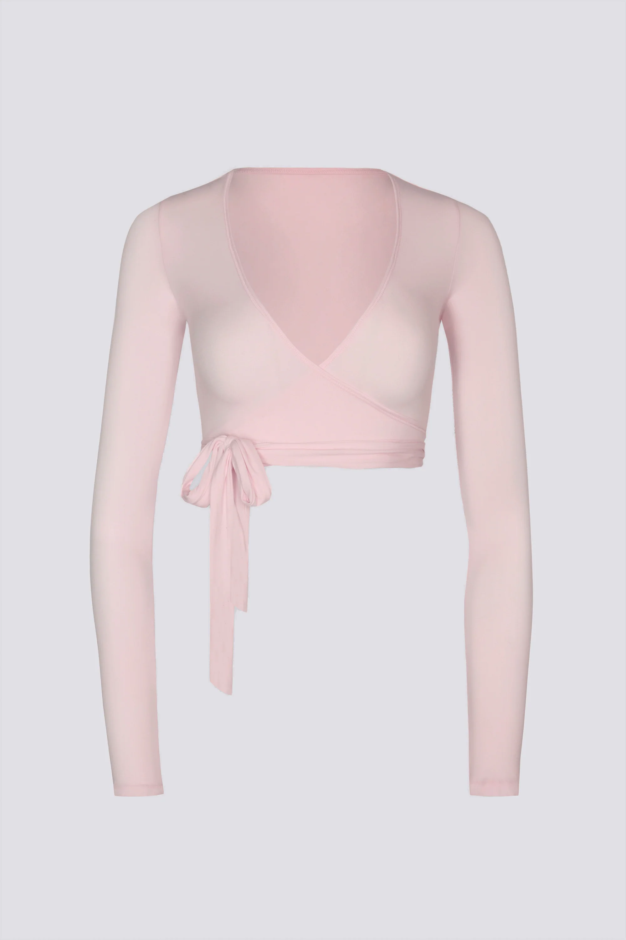 Soft Jersey Wrap Crop Top in Ballet Pink - Image 2