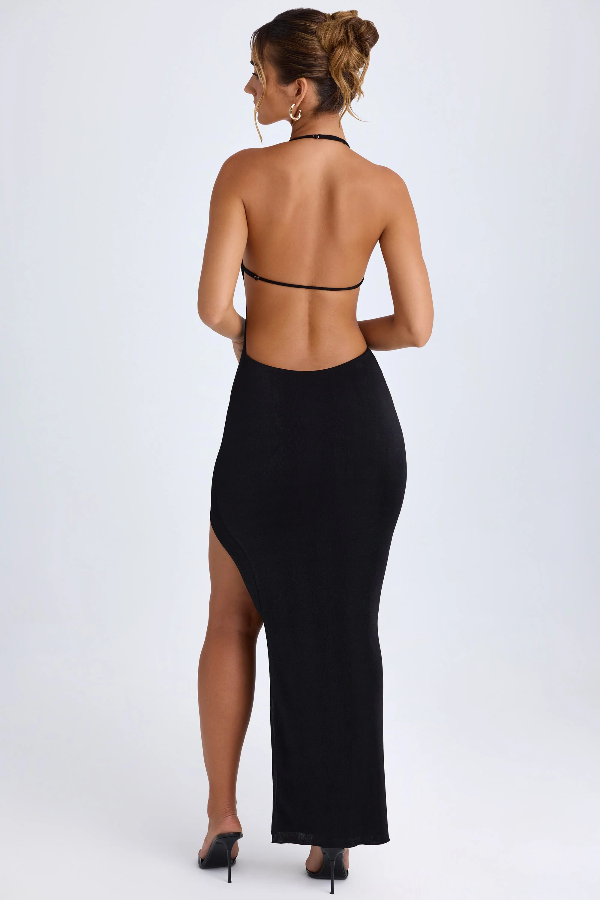 Cut-Out Halterneck Maxi Dress in Black - Image 2