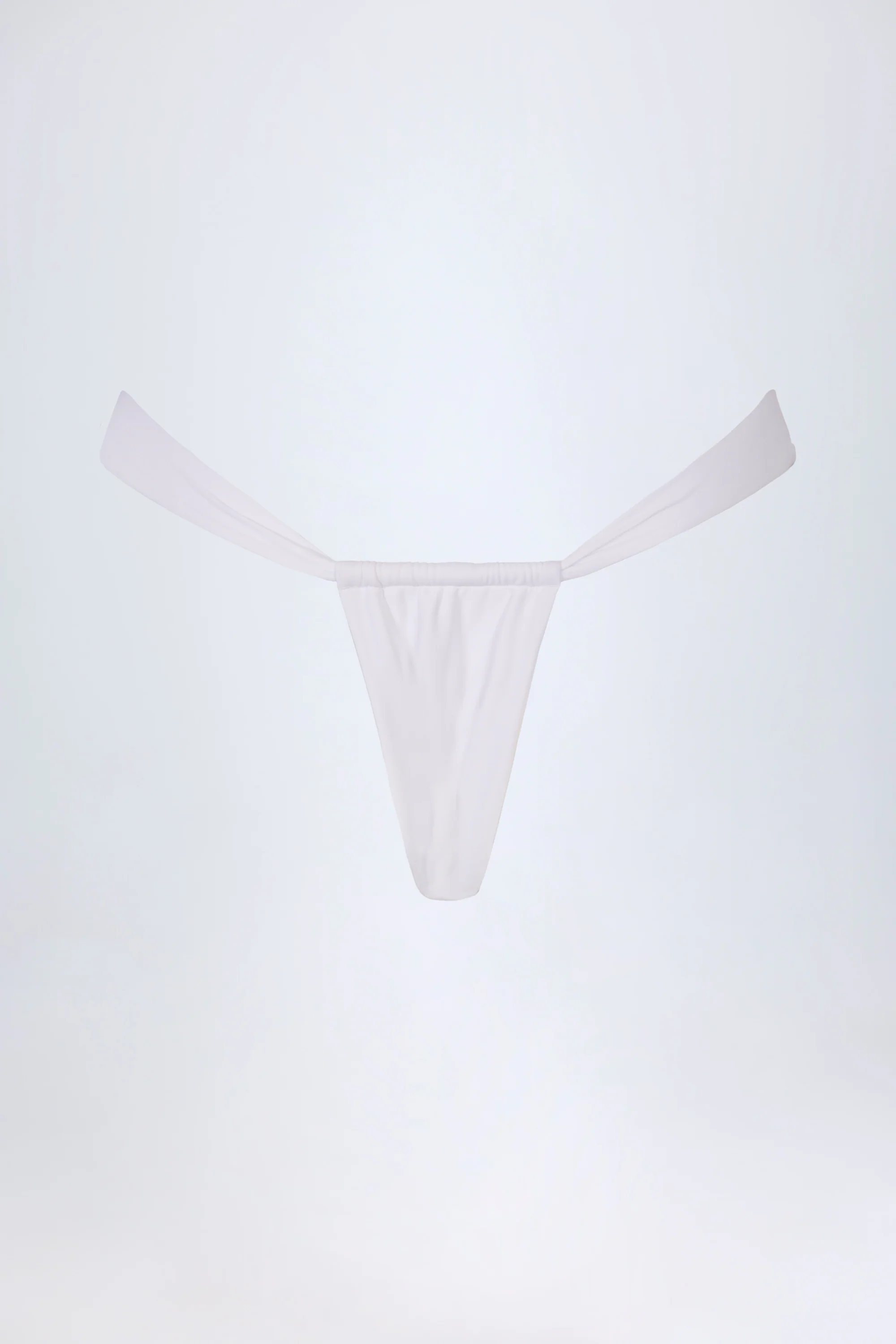 Ruched Thong Bikini Bottoms in White - Image 4