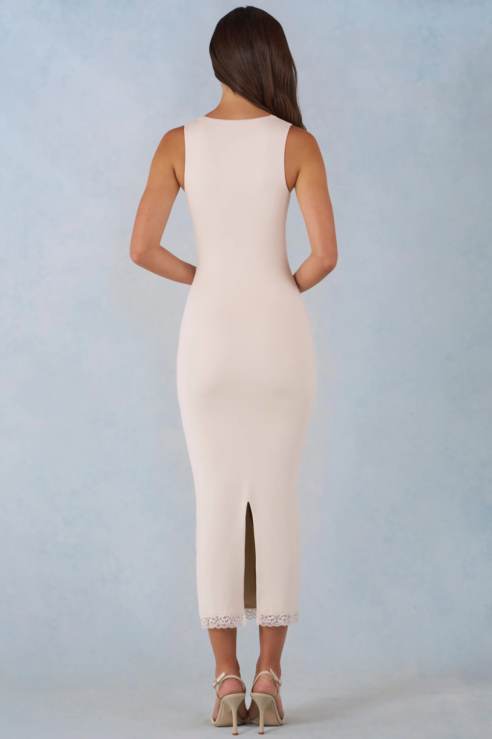 Modal Lace-Trim Midaxi Dress in Ivory - Image 6
