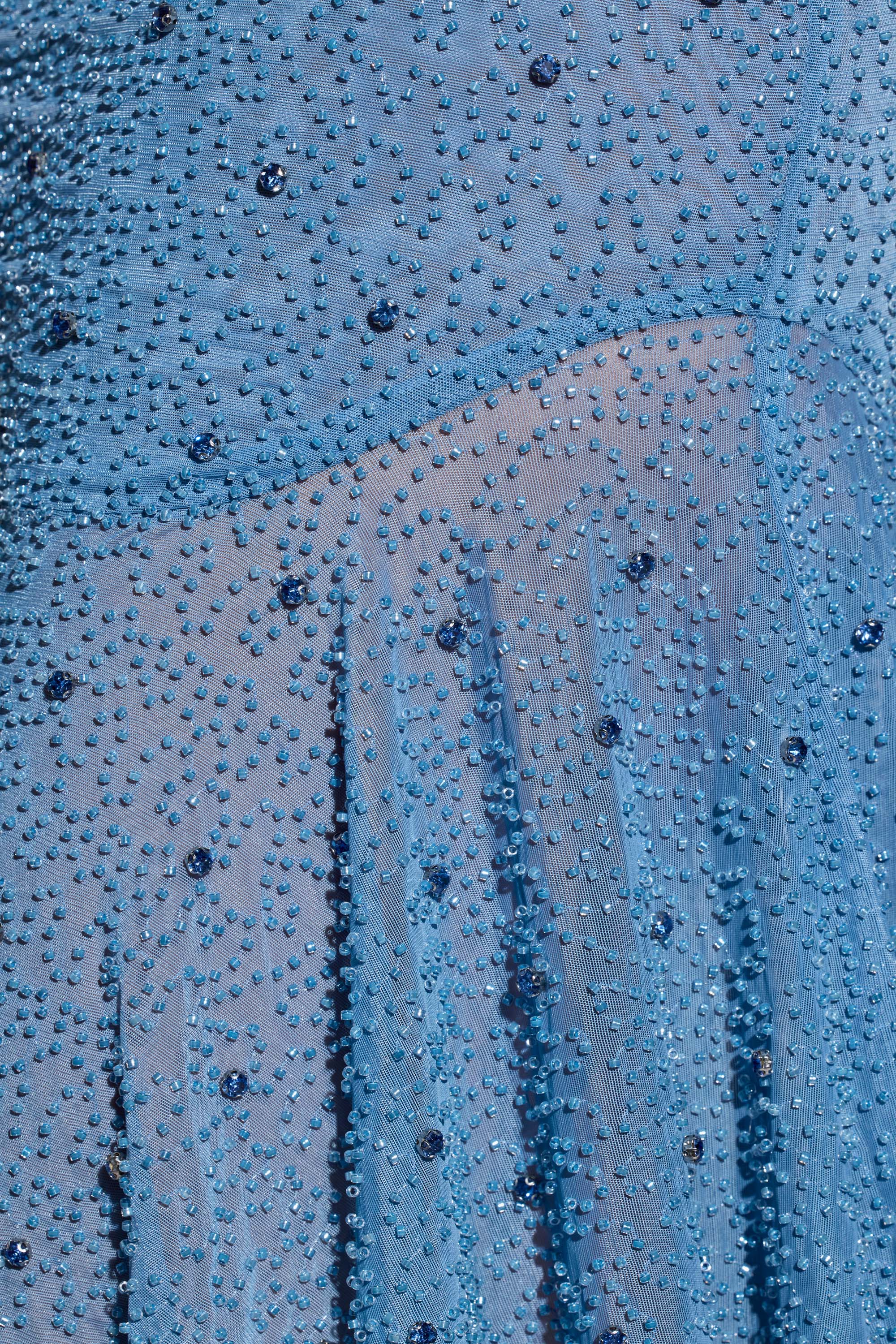 Embellished Handkerchief Hem Skirt in Smokey Blue - Image 4