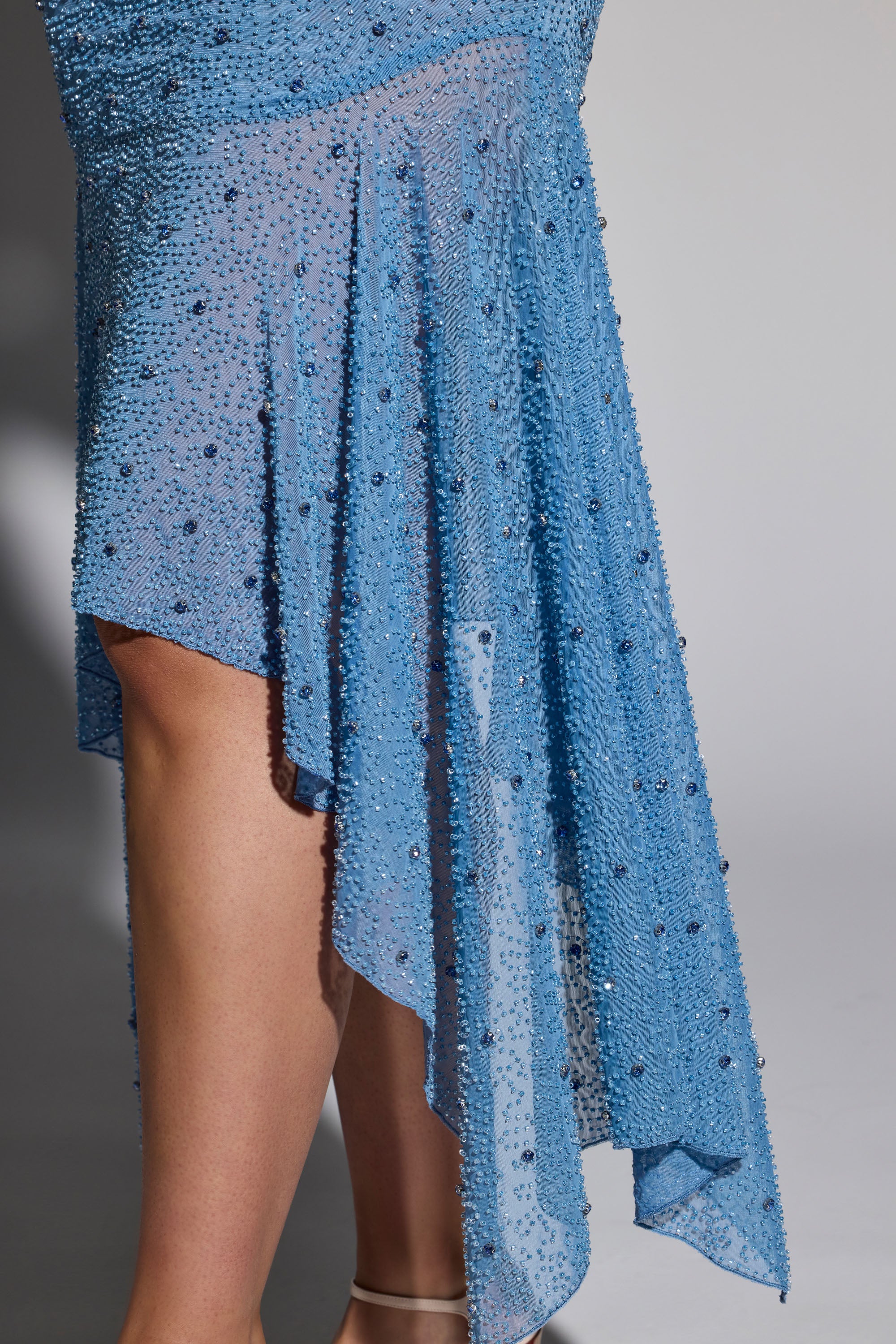 Embellished Handkerchief Hem Skirt in Smokey Blue - Image 5