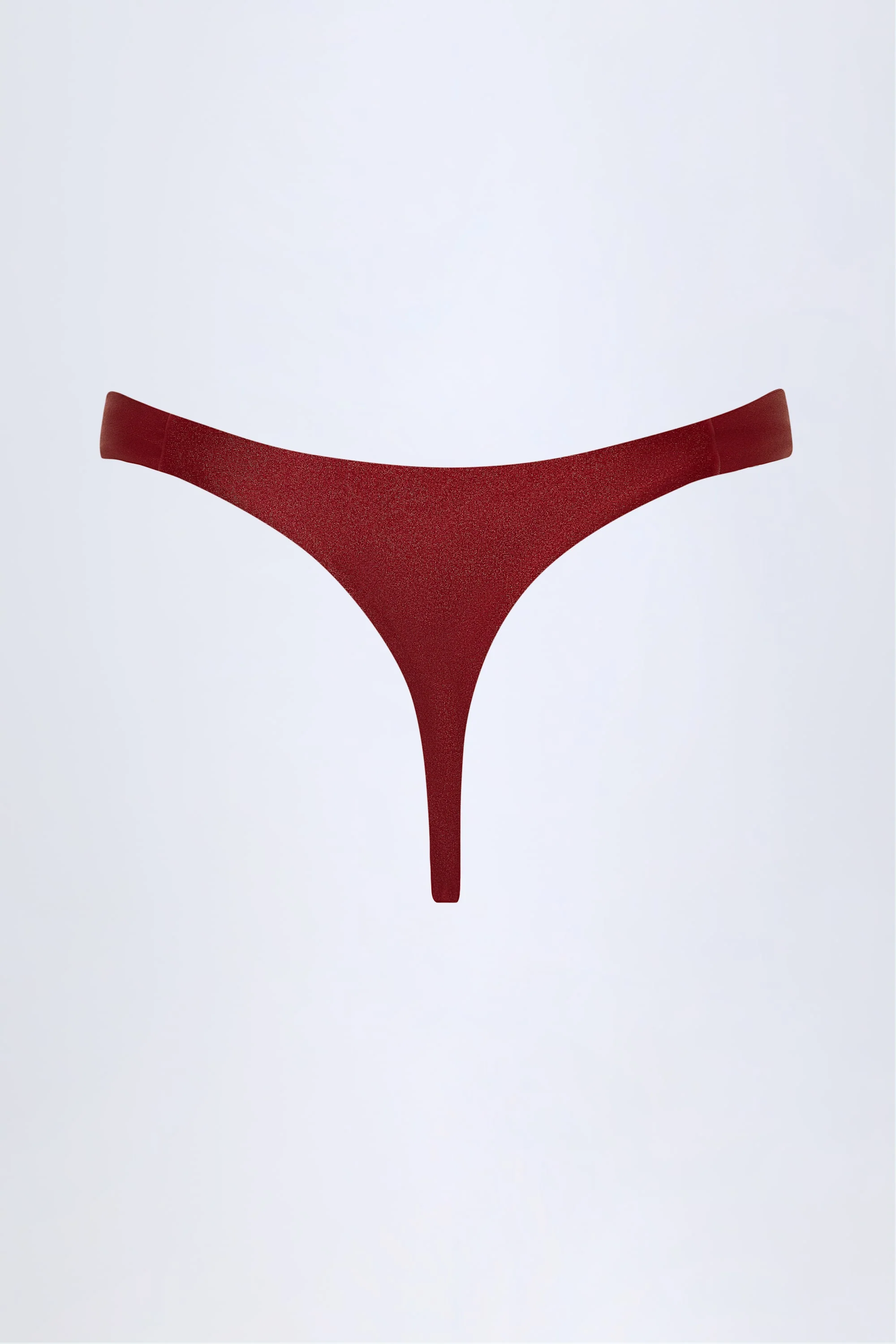 Hardware-Detail Thong Bikini Bottoms in Dark Cherry - Image 4