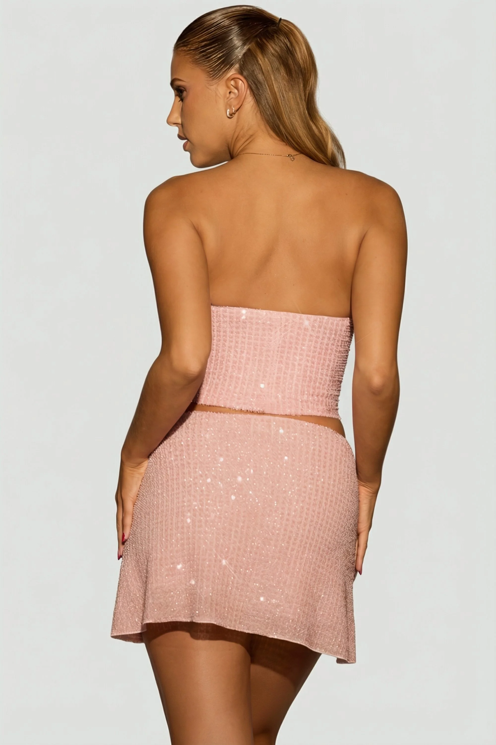 Embellished Draped Corset Top in Lavender Pink - Image 2
