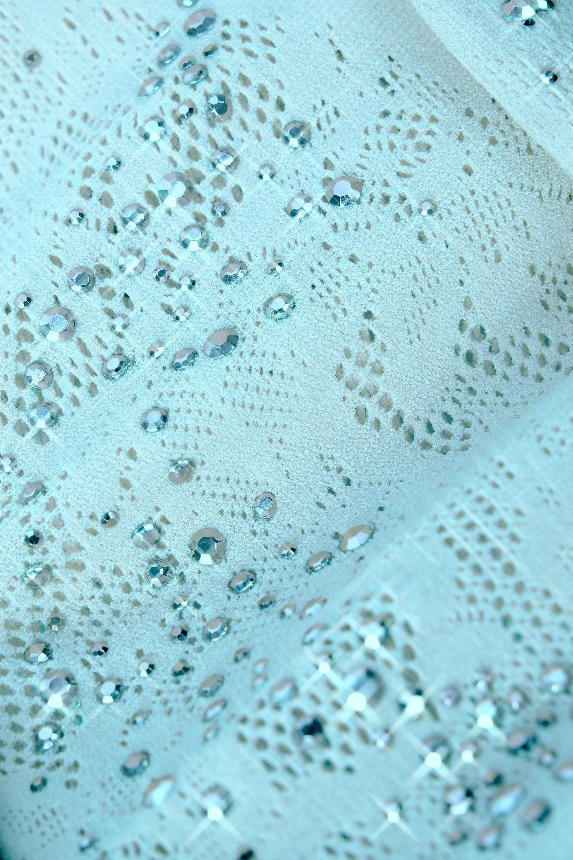 Petite Embellished Mid-Rise Flared Trousers in Ice Blue - Image 11