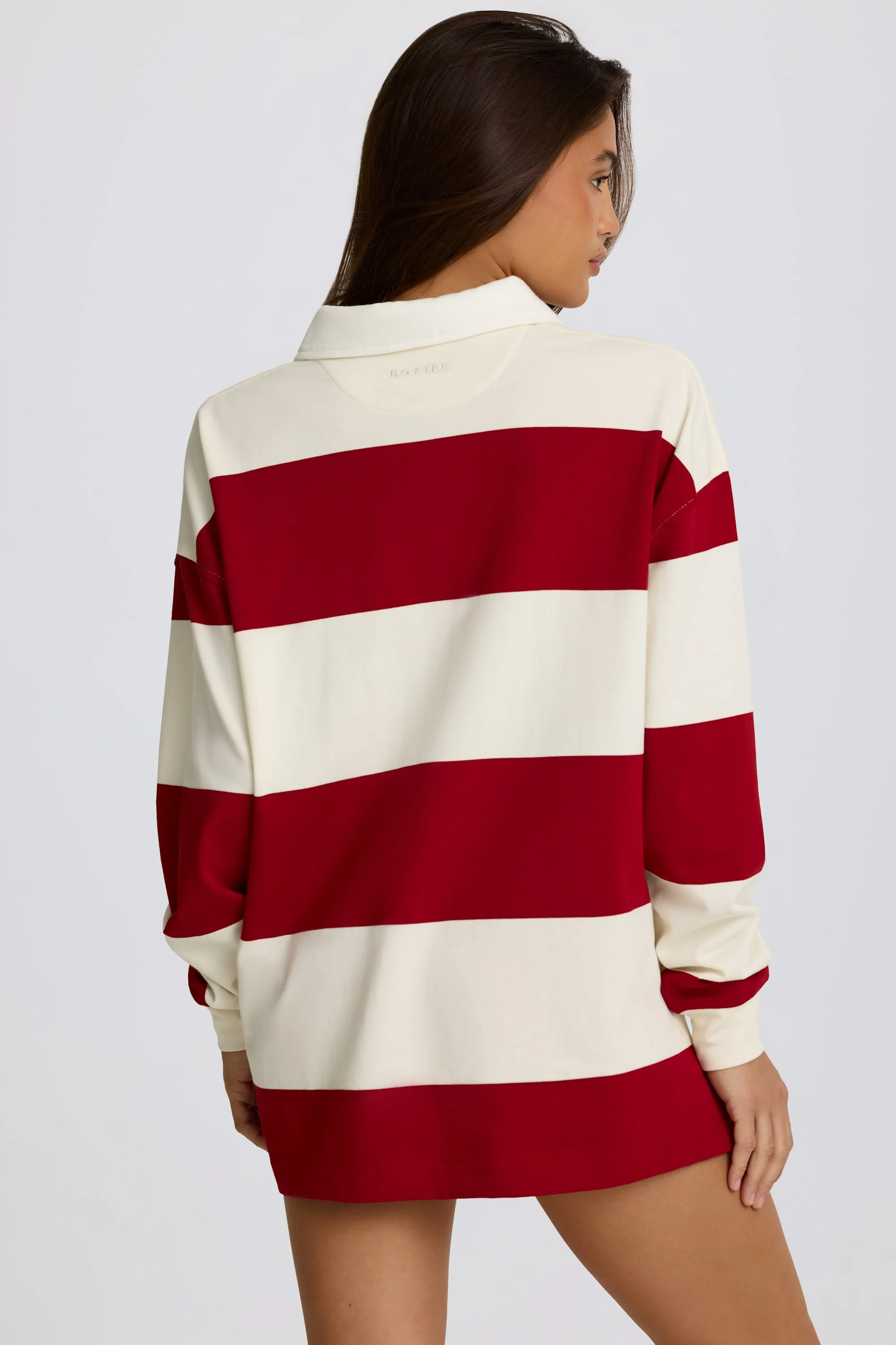 Striped Oversized Long-Sleeve T-Shirt in Dark Red - Image 2