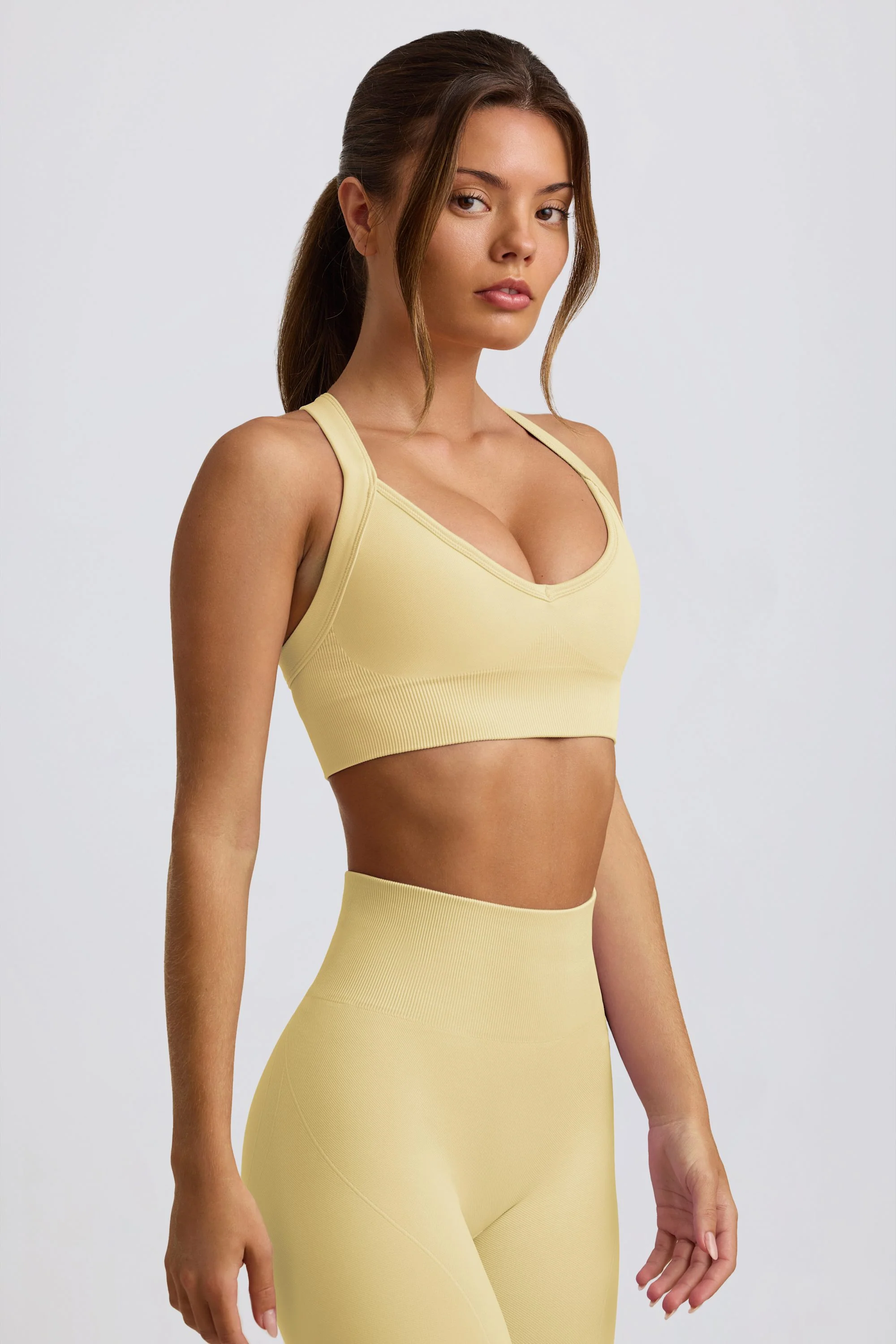 Super Sculpt Seamless Crossback Sports Bra in Butter - Image 5
