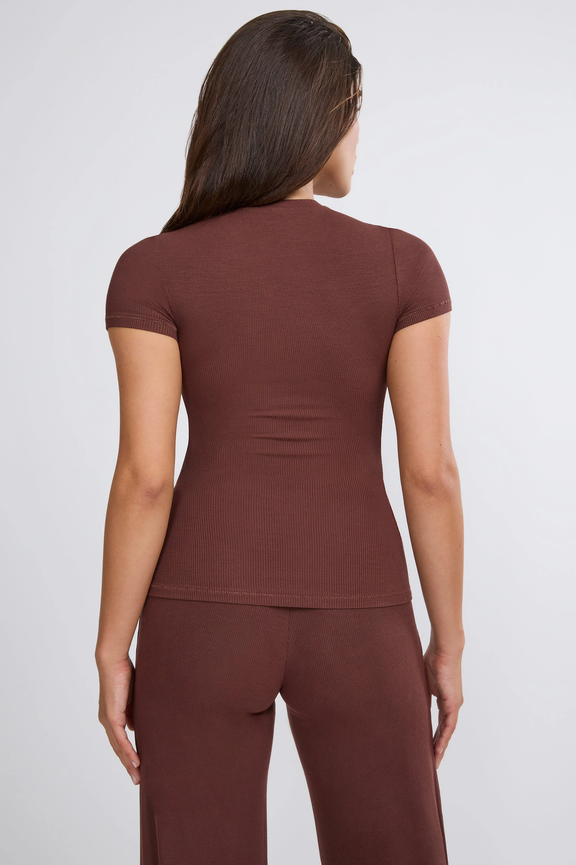 Tall Mid Rise Wide Leg Trouser in Chocolate - Image 12