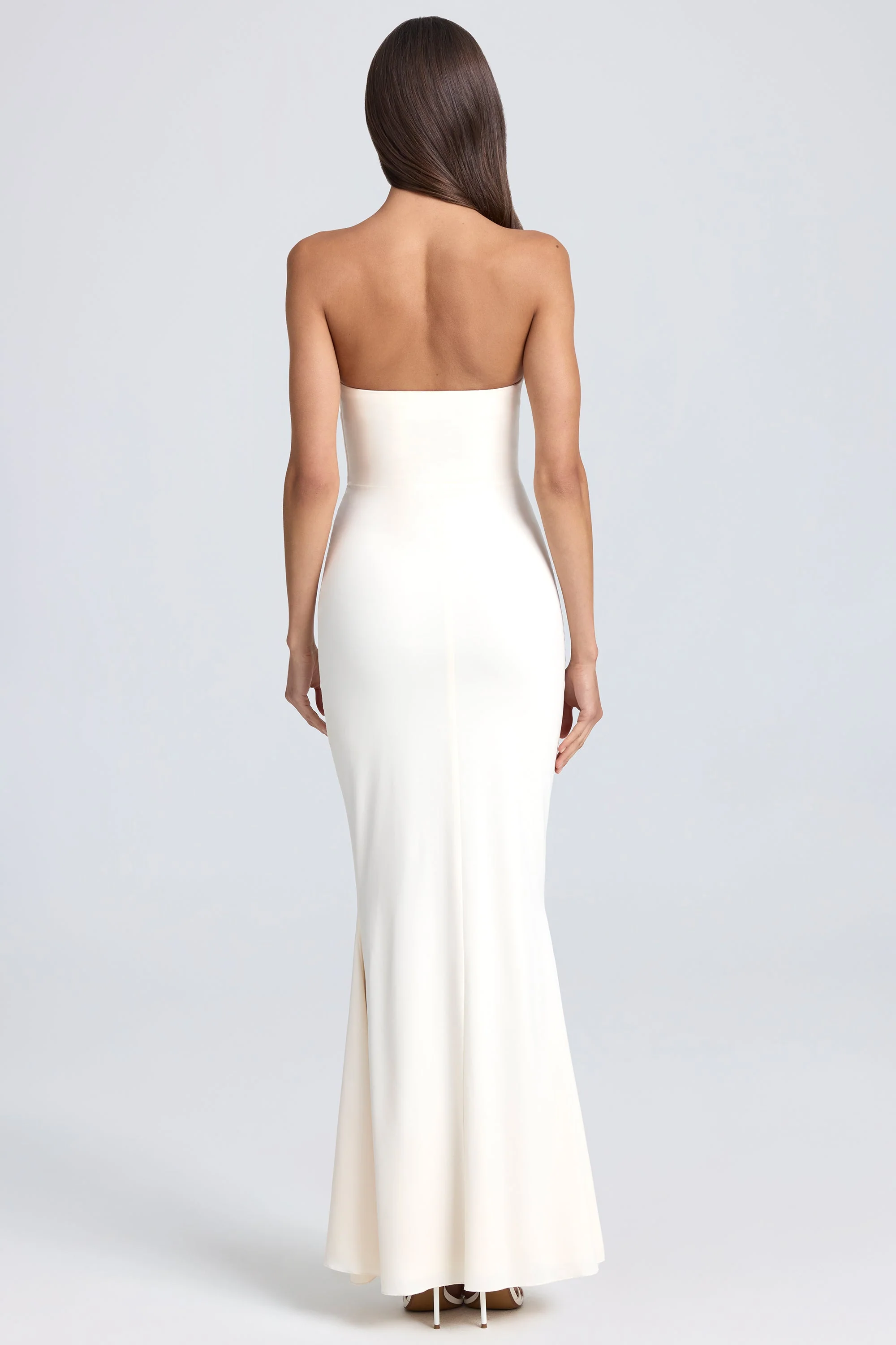 Bandeau Ruffle-Trim Corset Gown in Ivory - Image 2