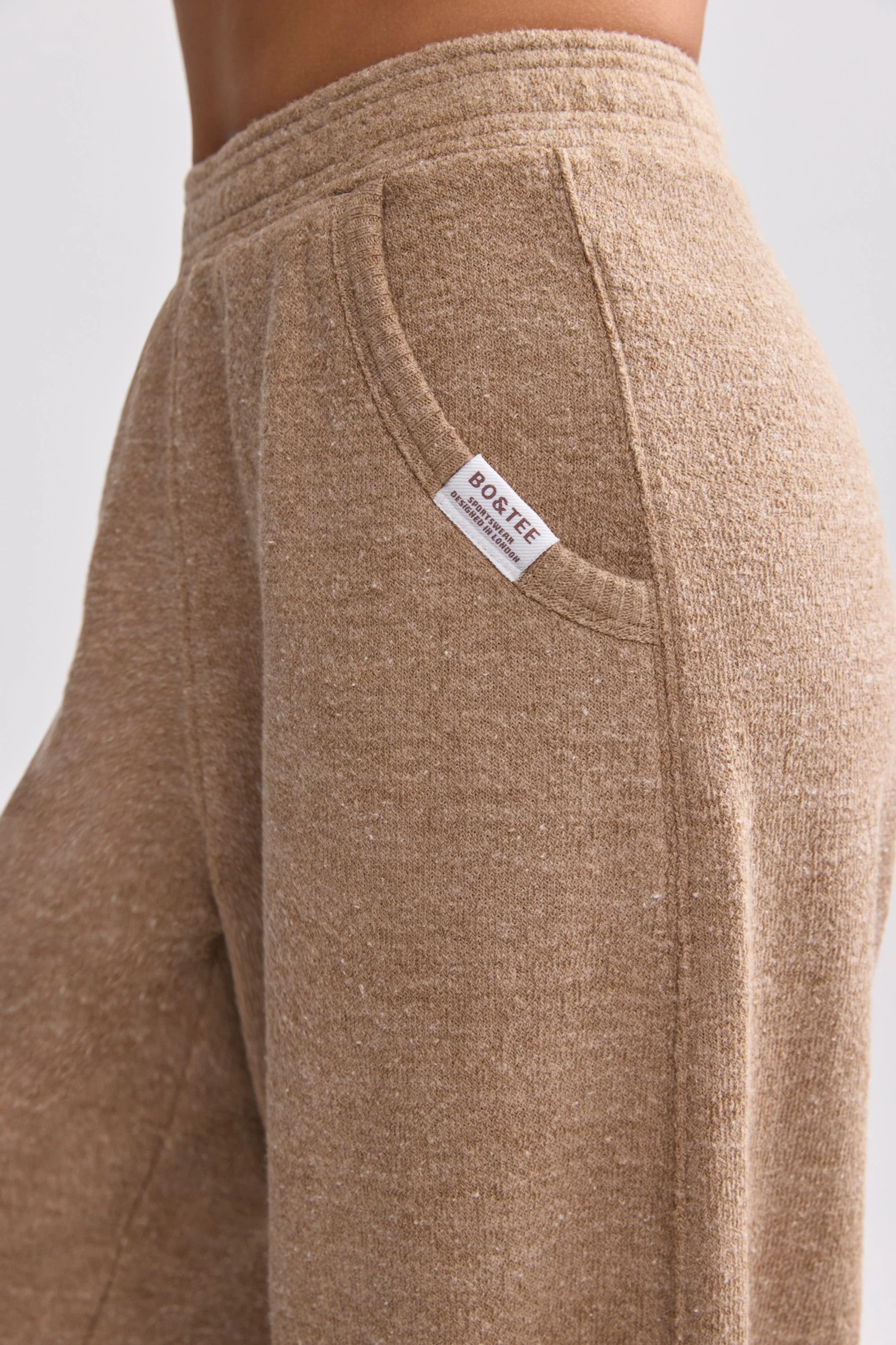 Terry Towelling Wide-Leg Joggers in Mocha Brown - Image 4