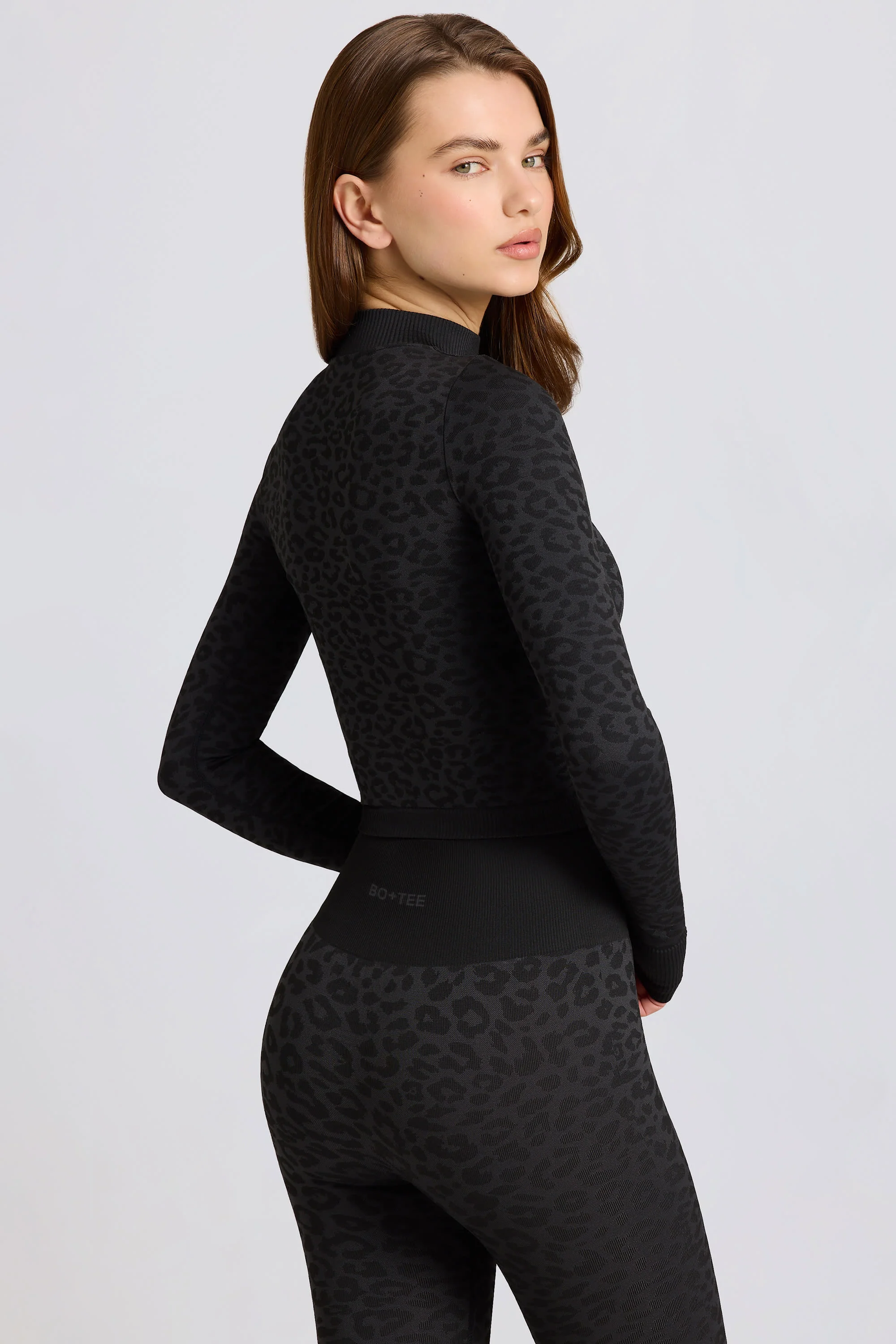 Thermal Long Sleeve Top in Black Leopard - Image 6