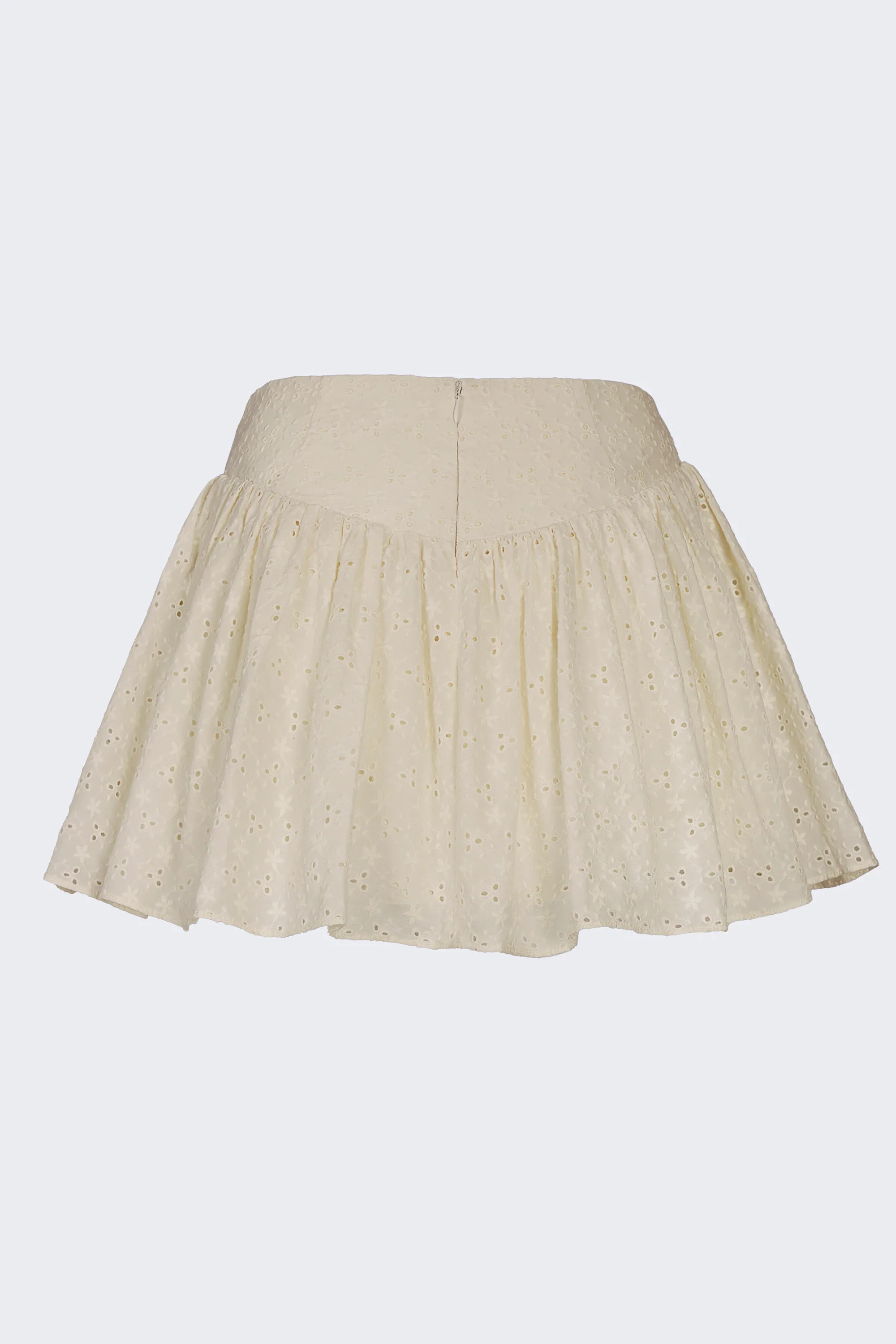 Bow-Detail Broderie Anglaise Mini Skirt in Ivory - Image 3