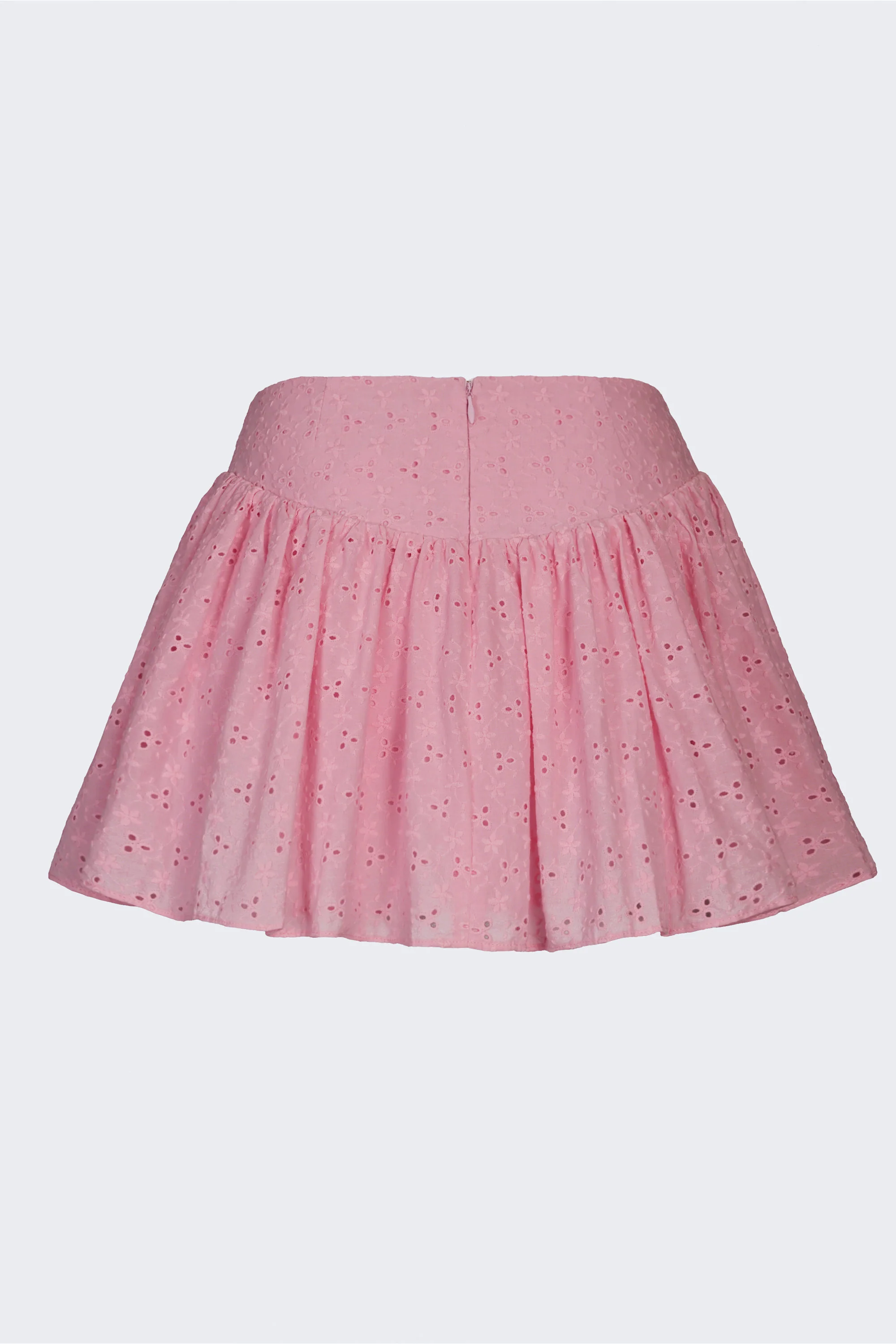 Bow-Detail Broderie Anglaise Mini Skirt in Soft Pink - Image 3