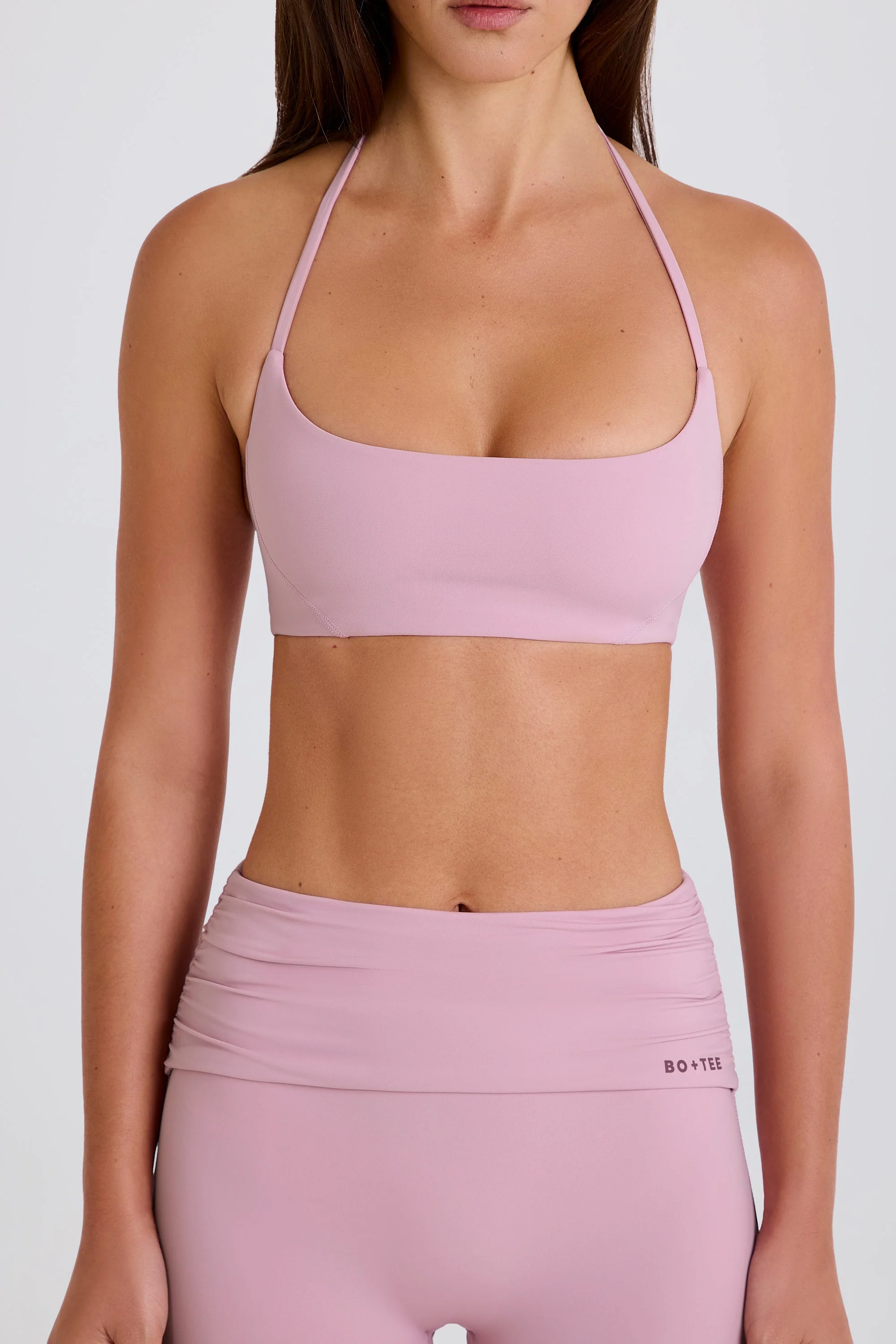 Scoop-Neck Halterneck Sports Bra in Mauve - Image 6