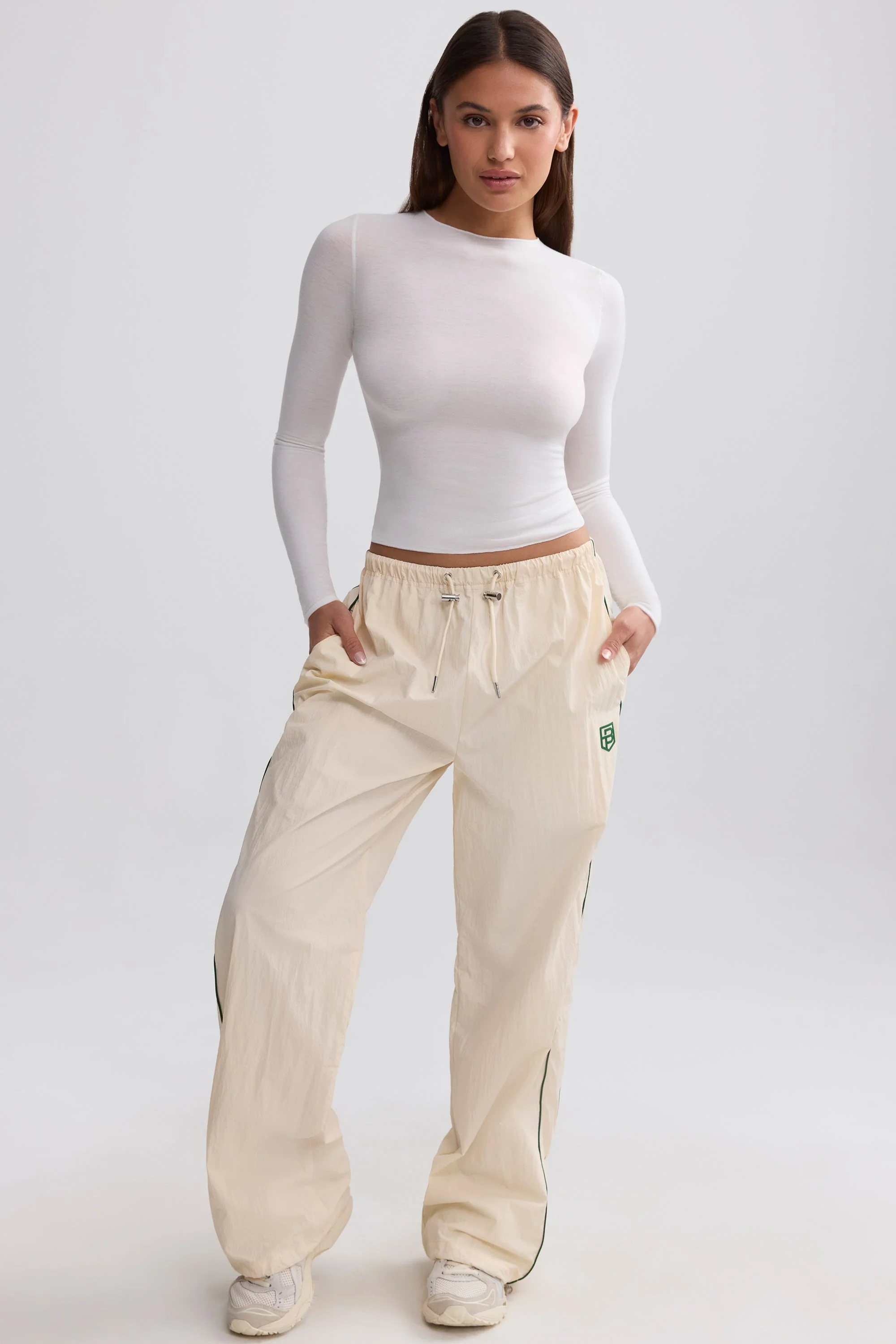 Water-Repellent Wide-Leg Track Pants in Marble - Image 5