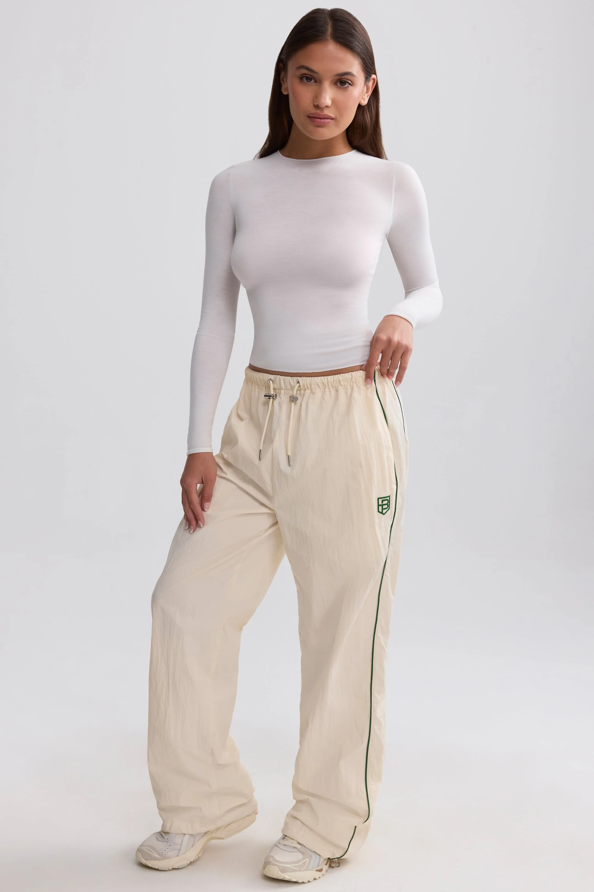 Water-Repellent Wide-Leg Track Pants in Marble - Image 6