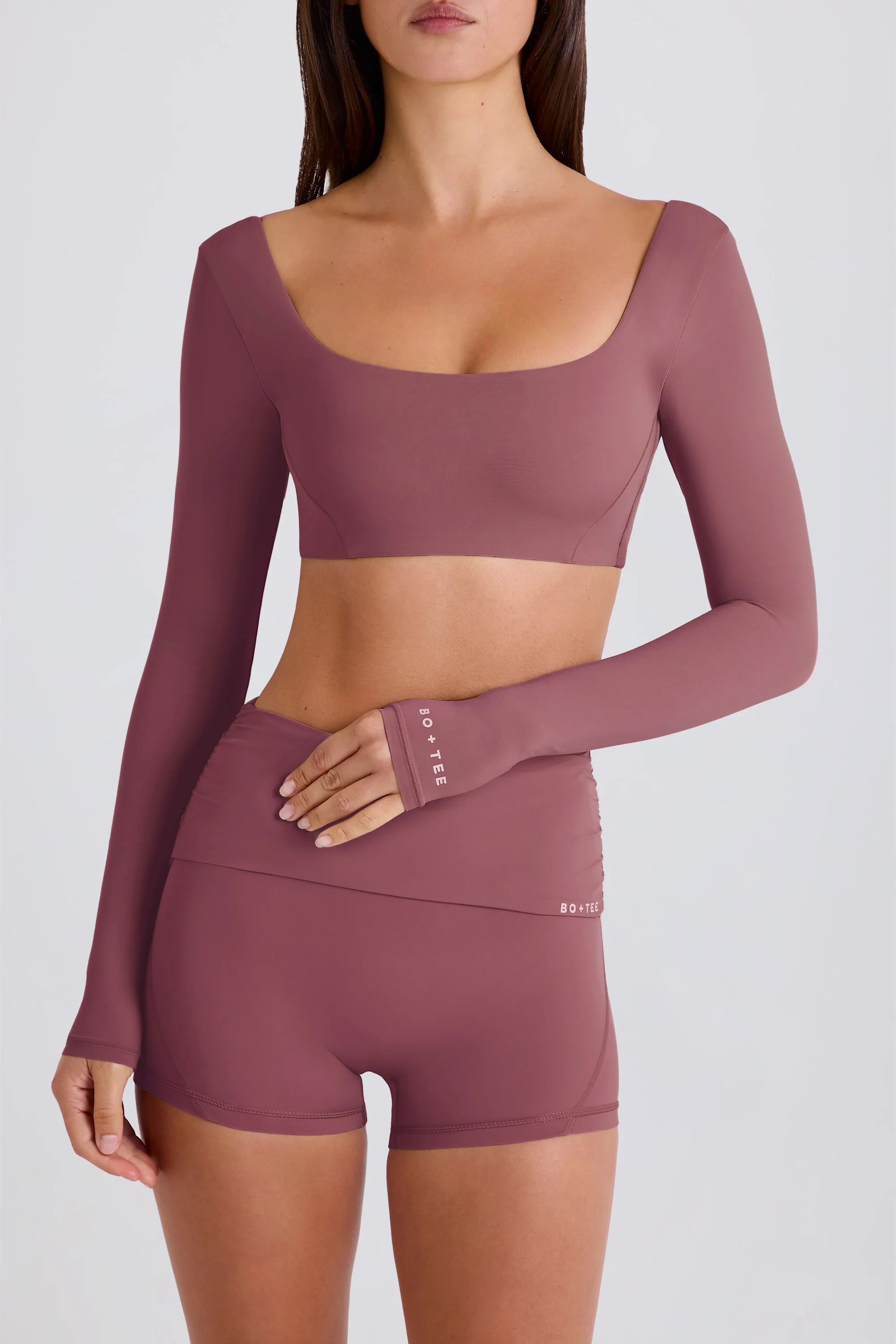Long-Sleeve Crop Top in Acai - Image 5