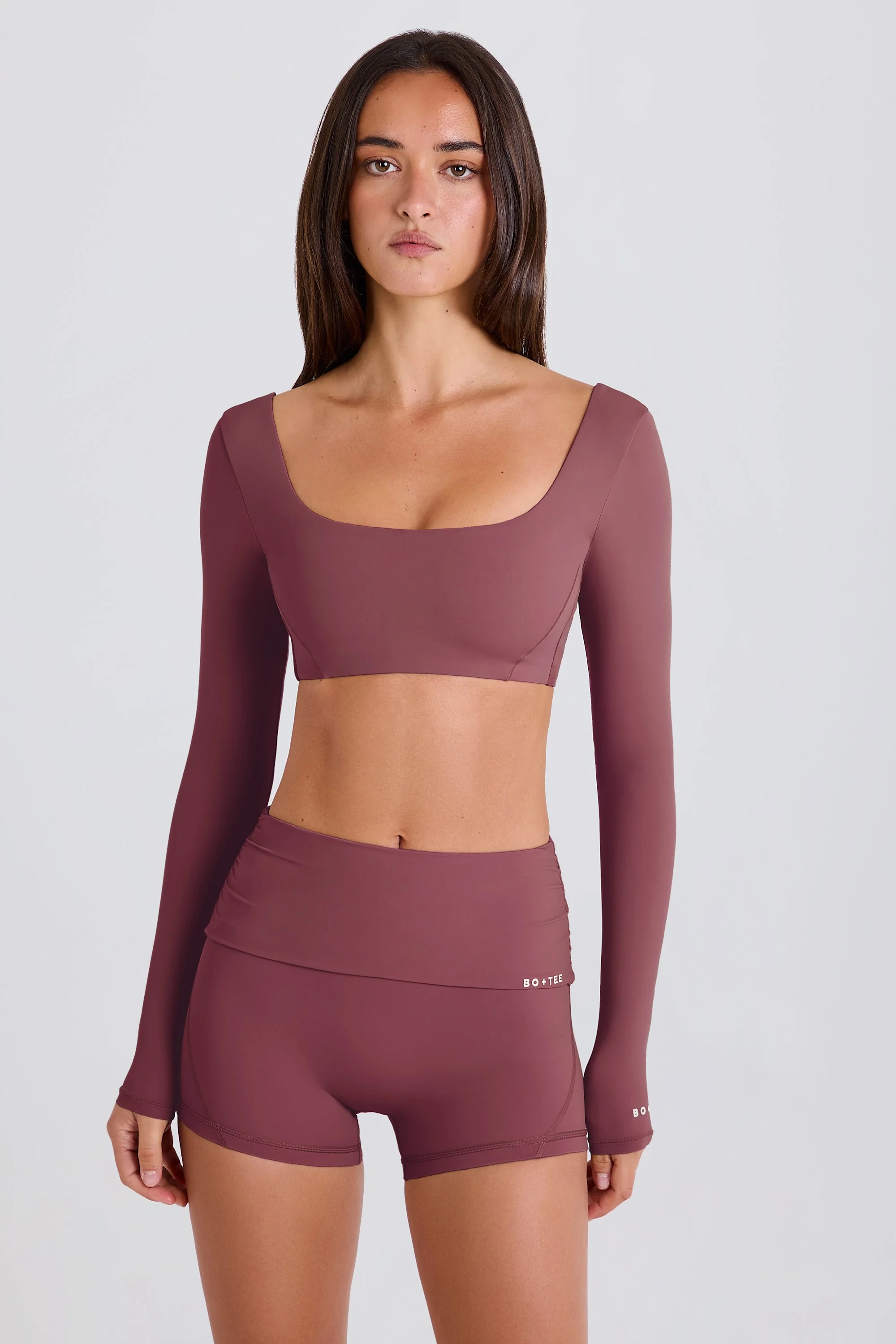 Long-Sleeve Crop Top in Acai - Image 6