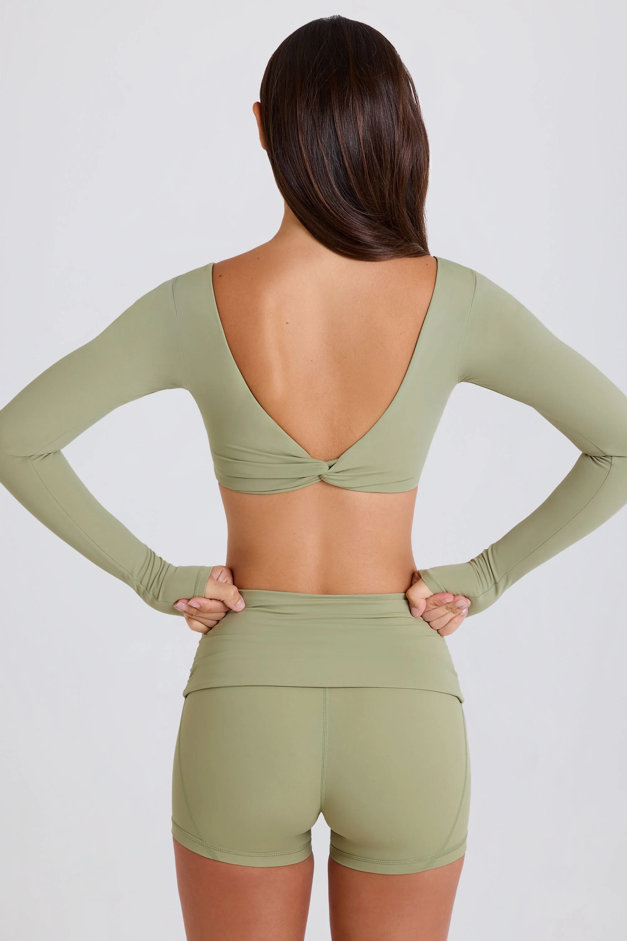 Long-Sleeve Crop Top in Matcha - Image 4