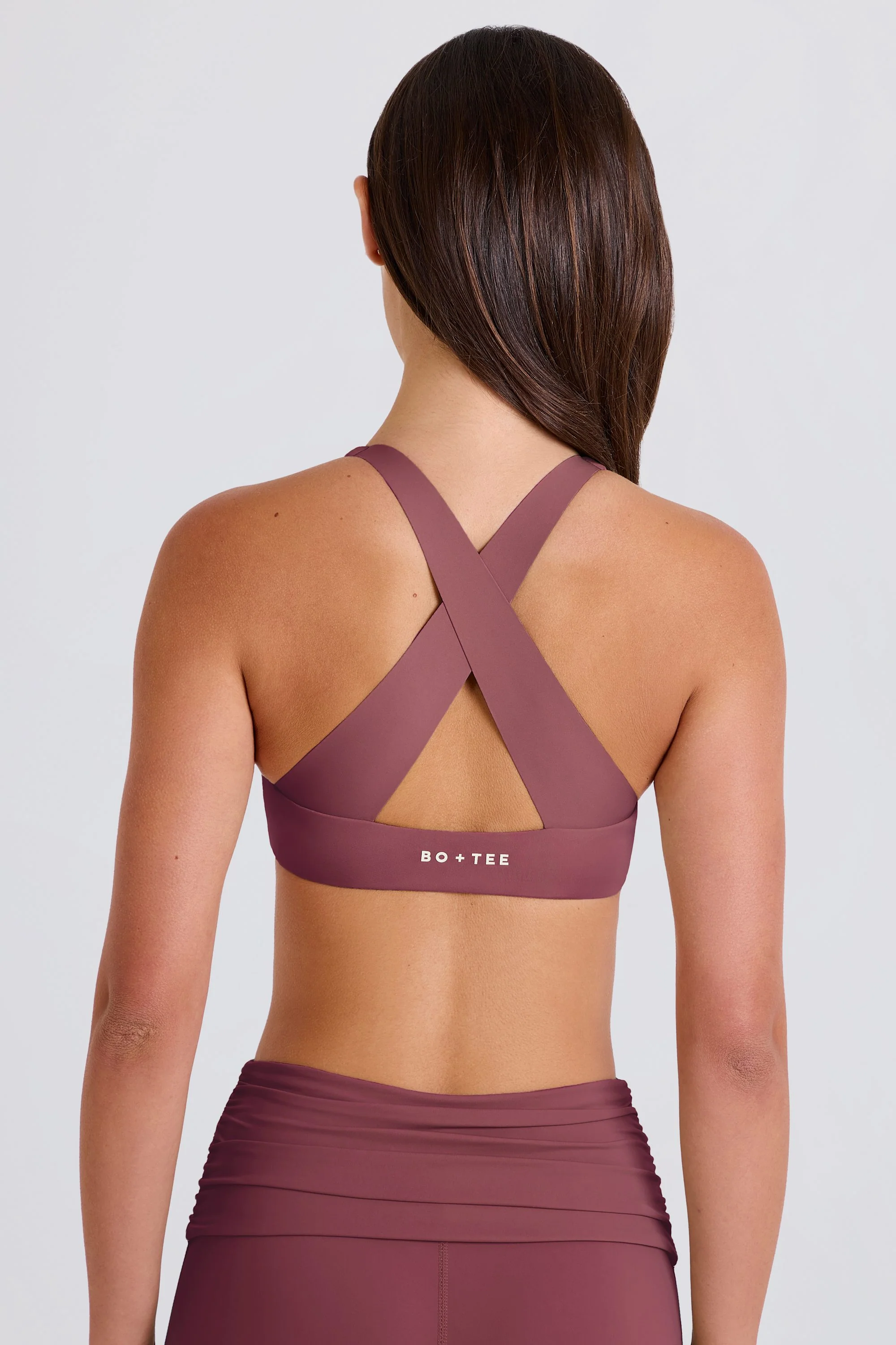 Crossback V-Neck Sports Bra in Acai - Image 4