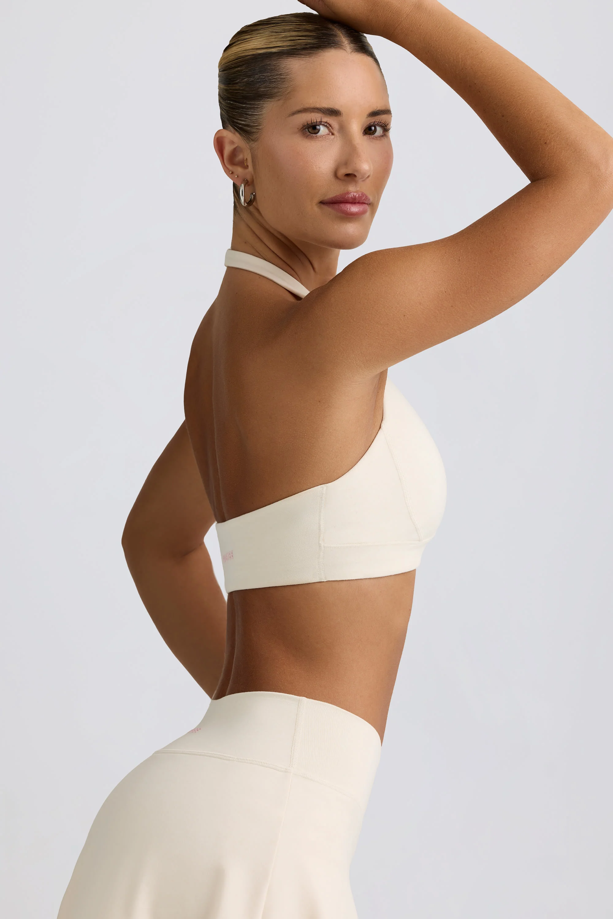Brushed Jersey V-Neck Sports Bra in Vanilla - Image 3
