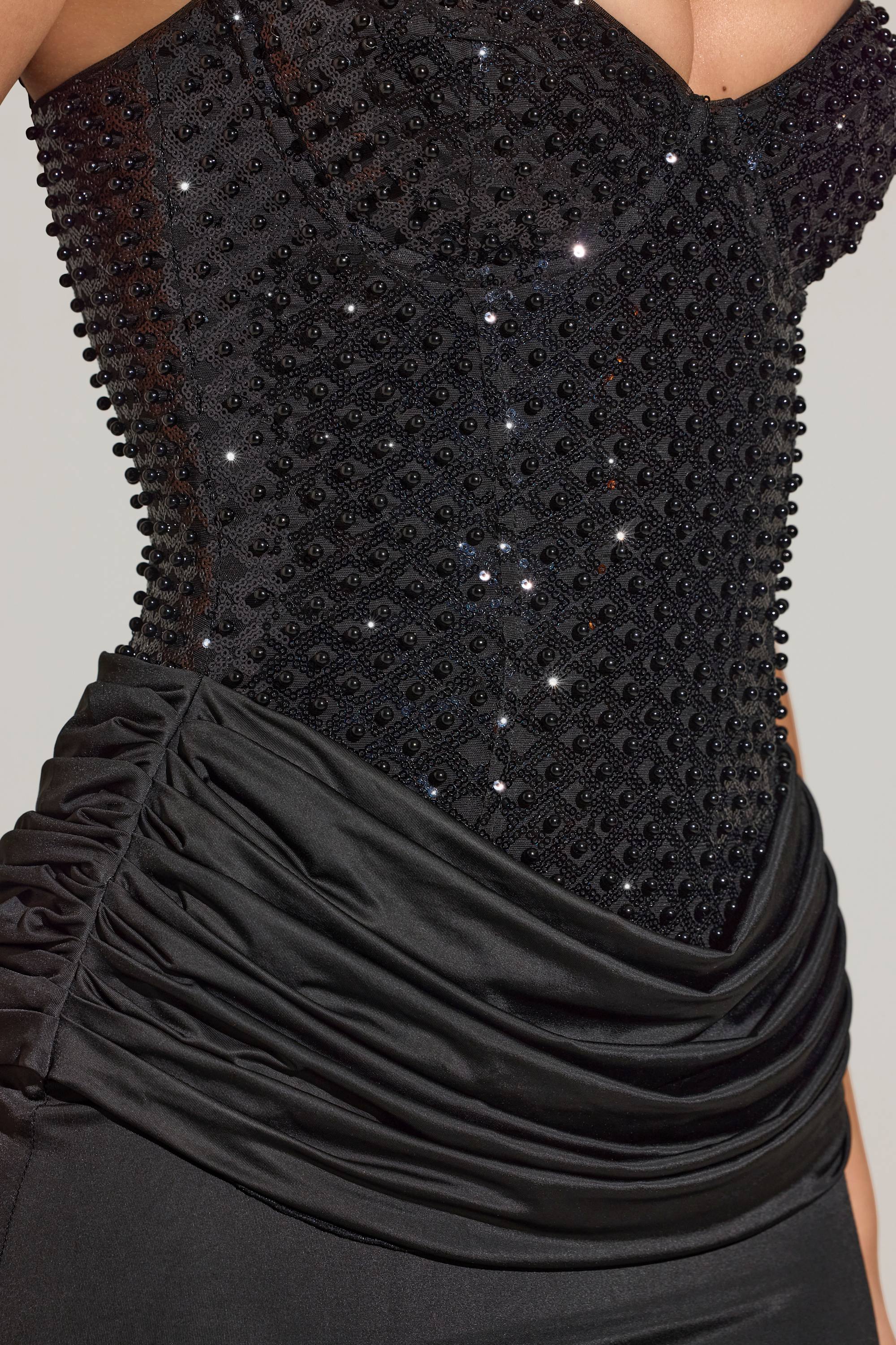 Embellished Corset Maxi Dress in Black - Image 4