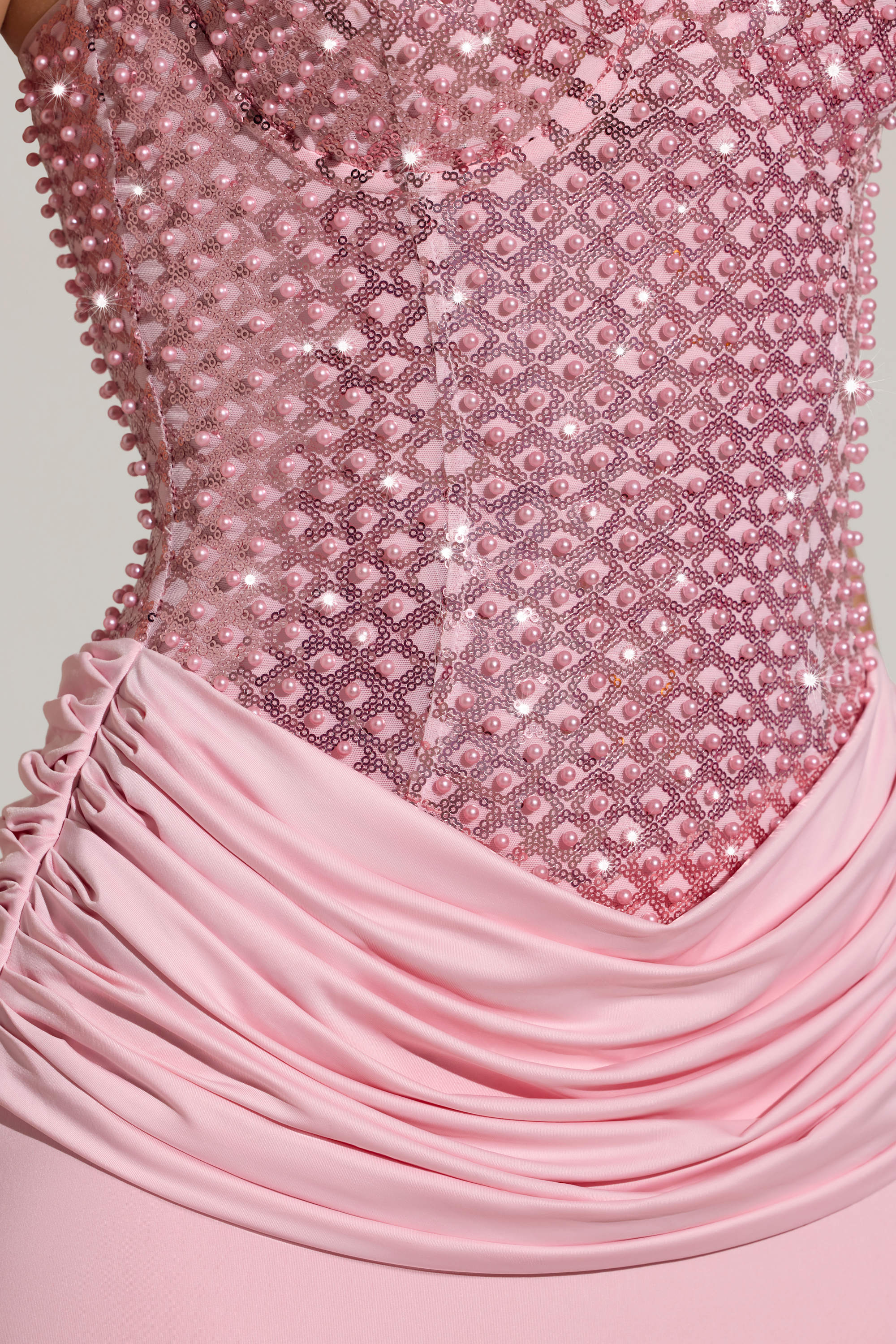 Embellished Corset Maxi Dress in Blush Pink - Image 4