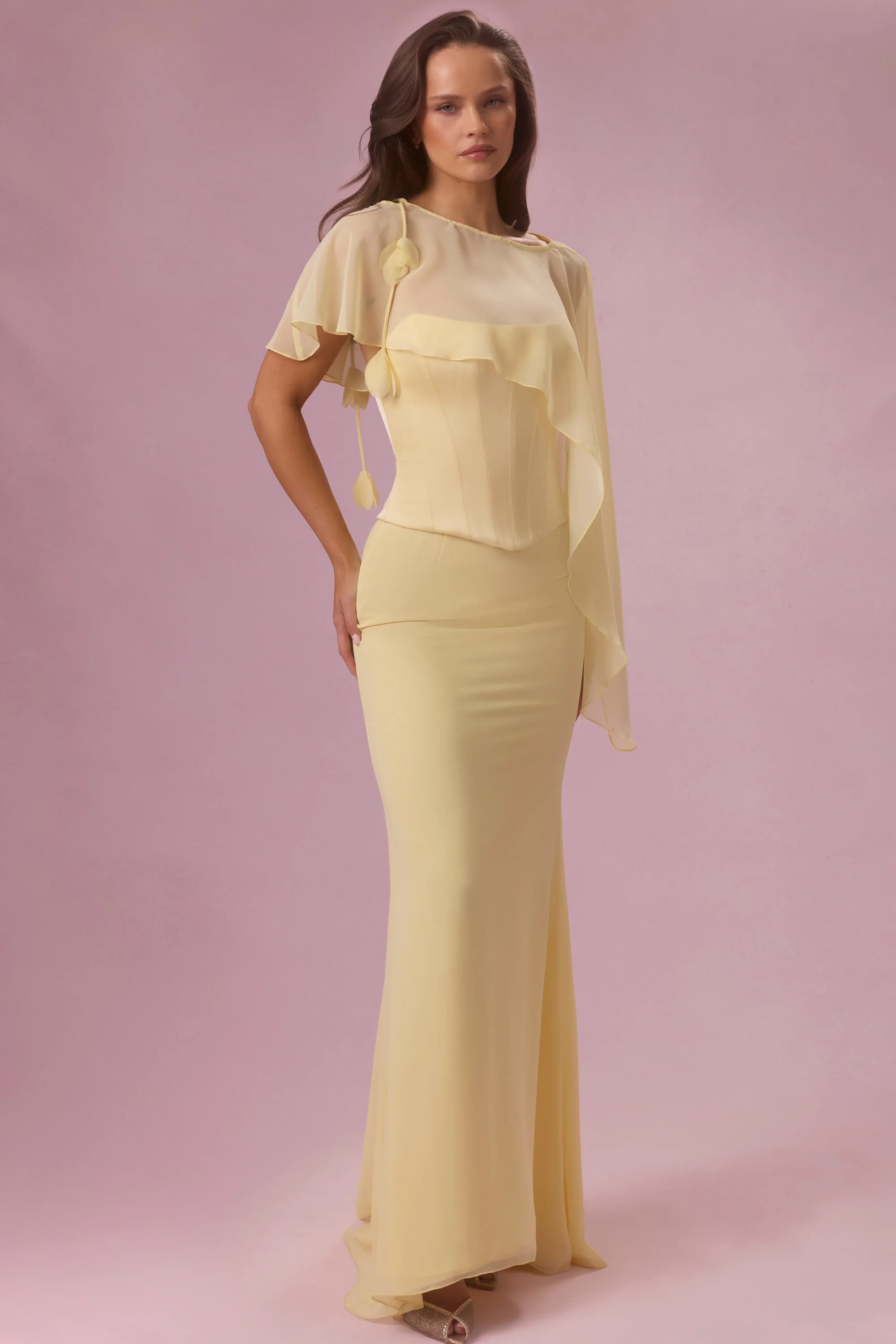 Chiffon Cape in Butter - Image 5