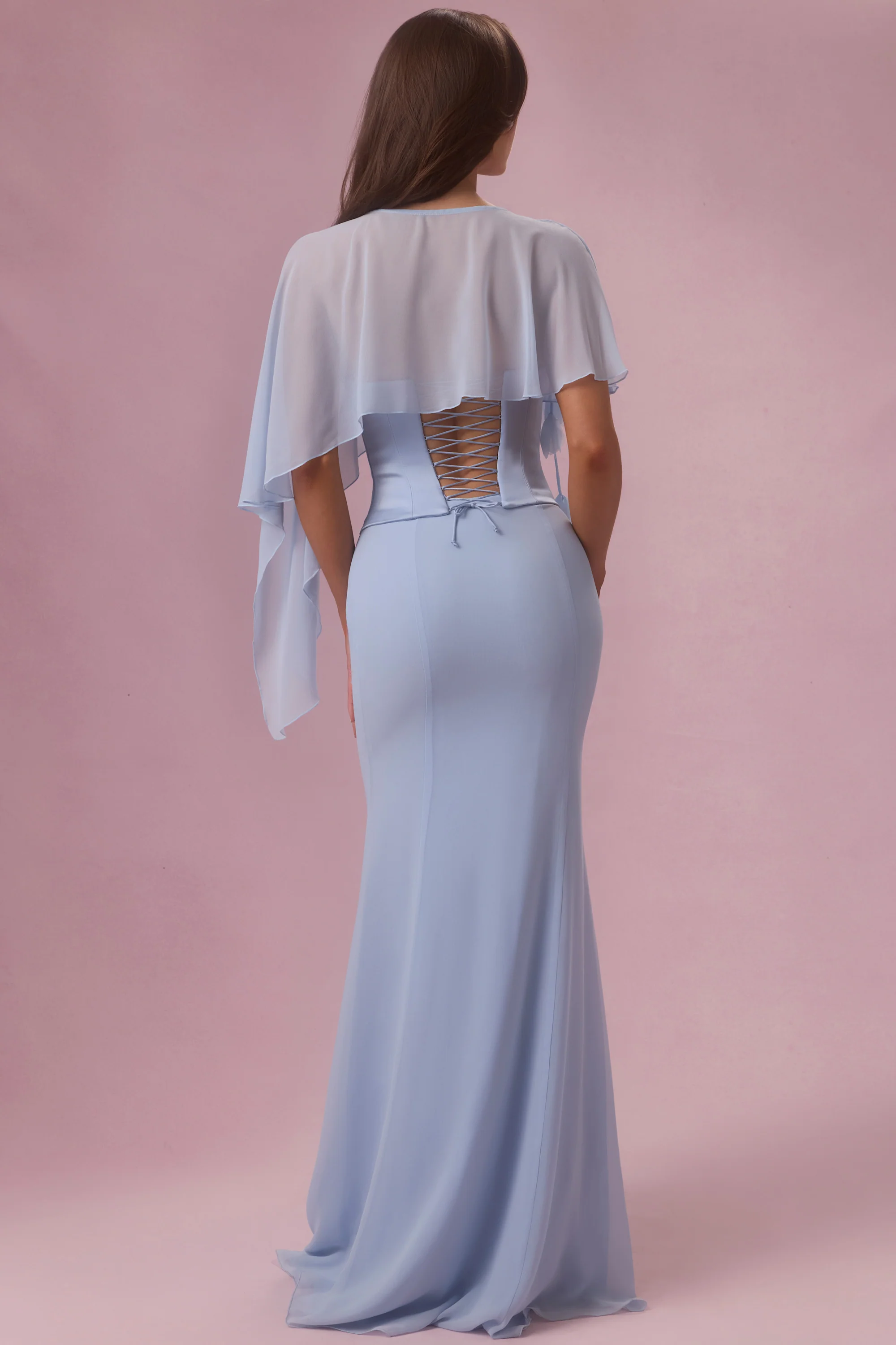 Chiffon Cape in Sky Blue - Image 2