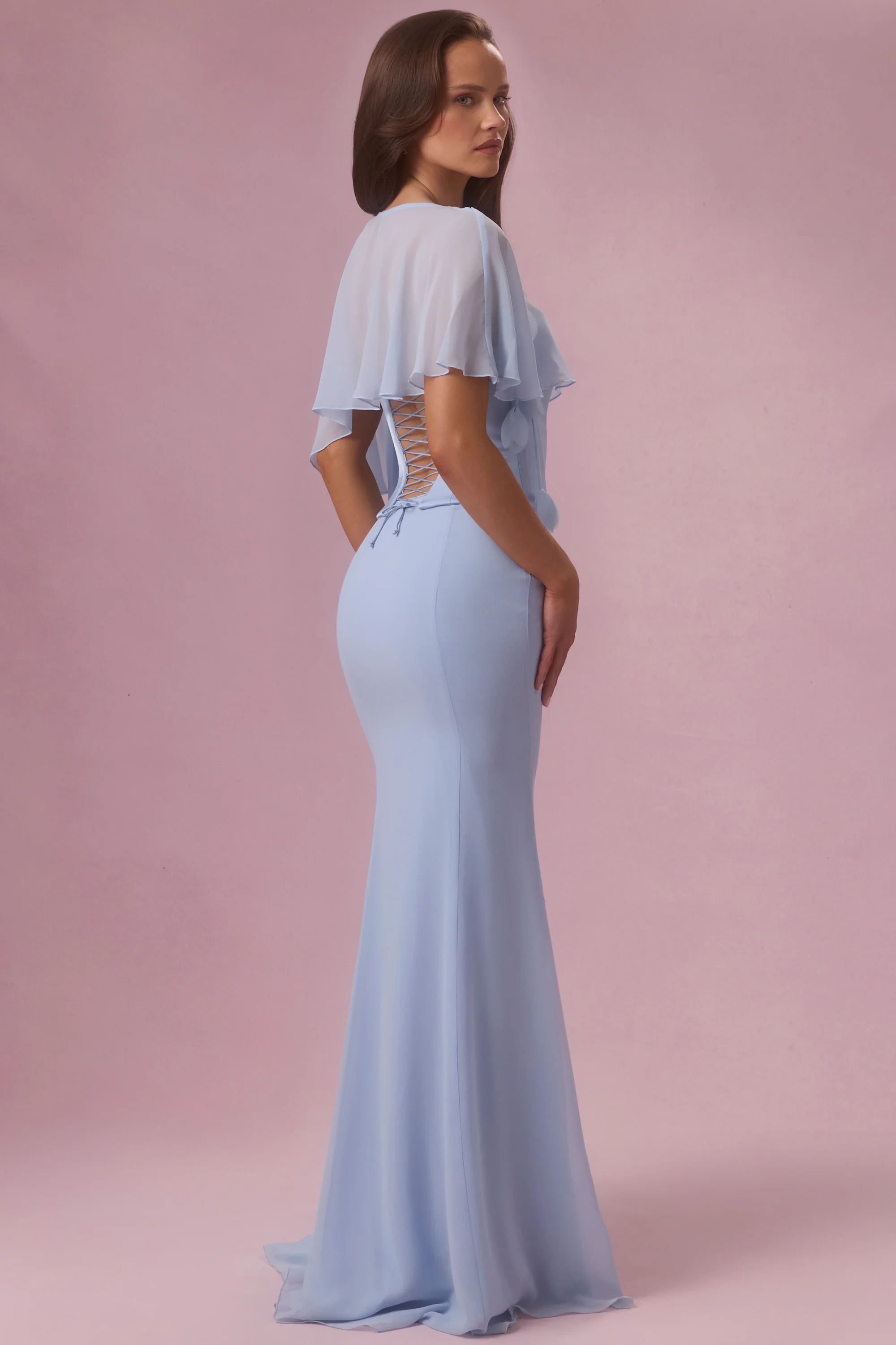 Chiffon Cape in Sky Blue - Image 3