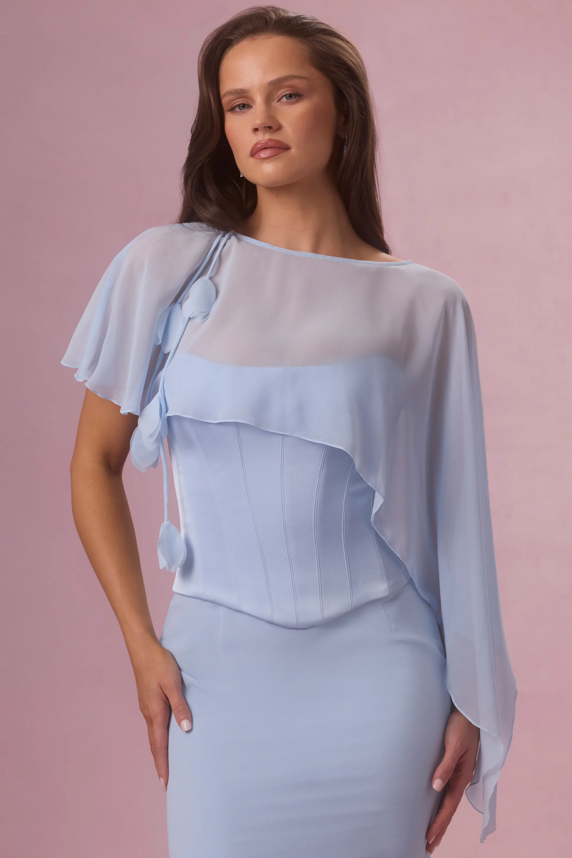 Chiffon Cape in Sky Blue - Image 4