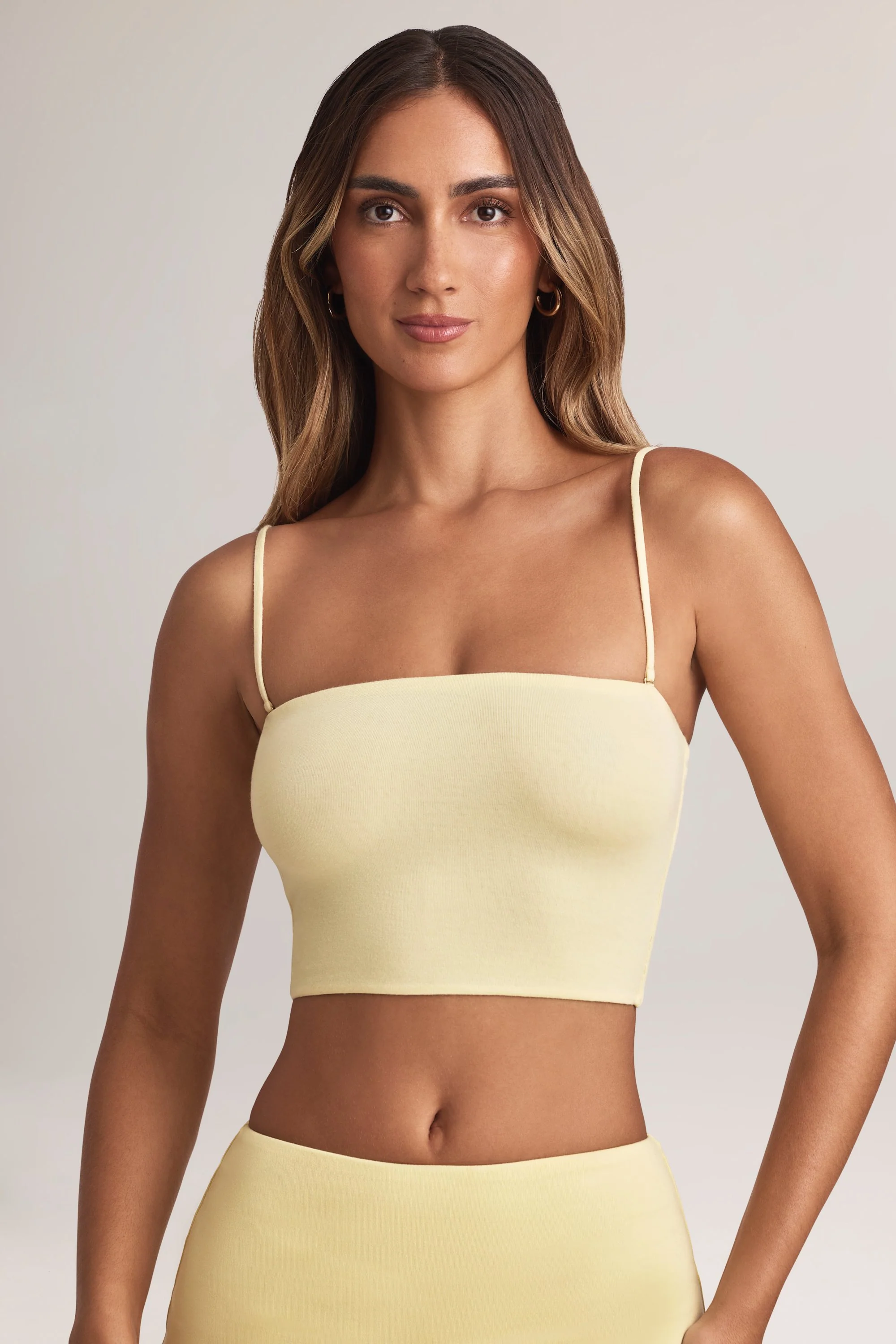 Modal Strapless Crop Top in Lemon Sherbet - Image 6
