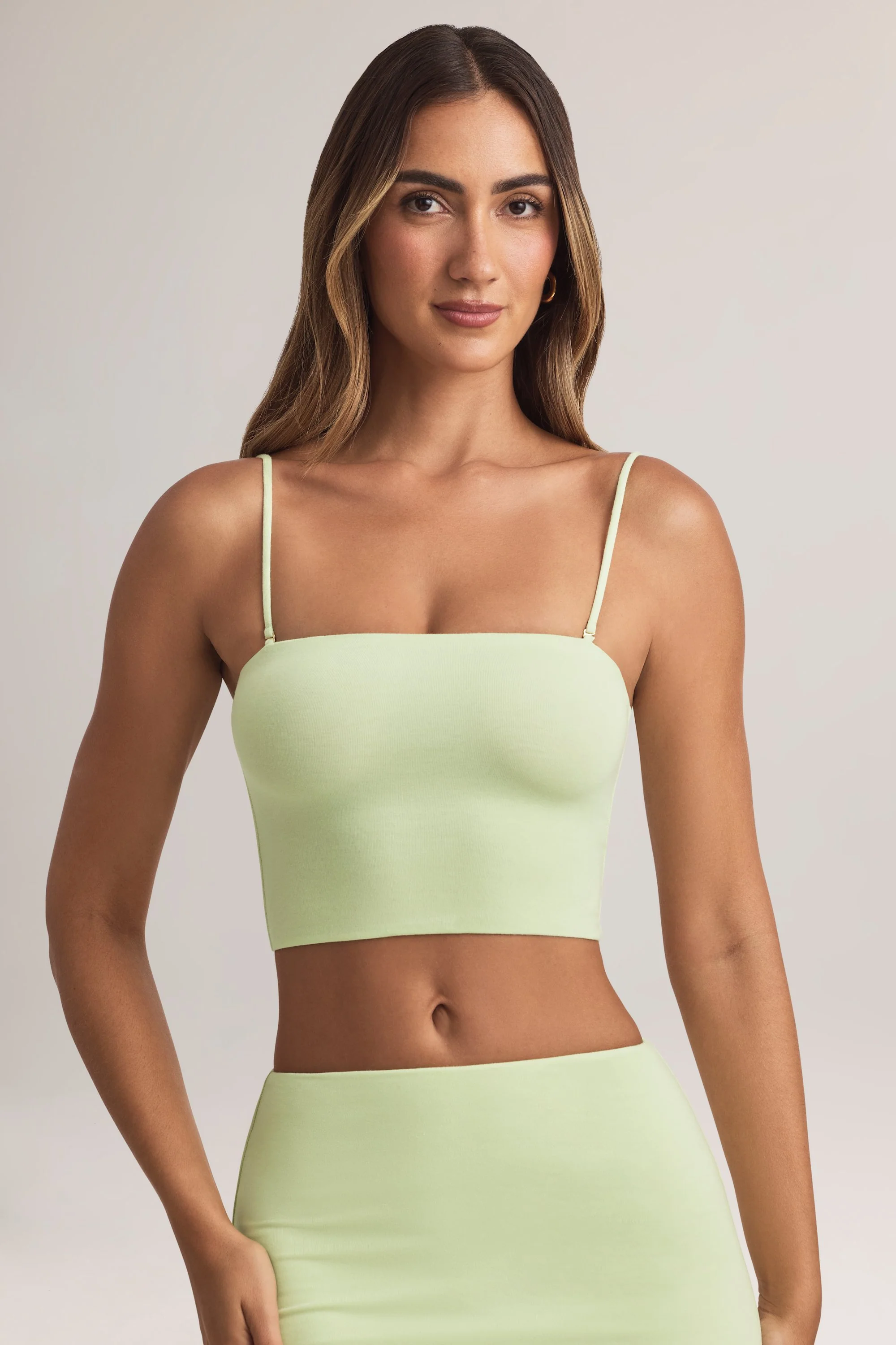 Modal Strapless Crop Top in Sage Green - Image 5