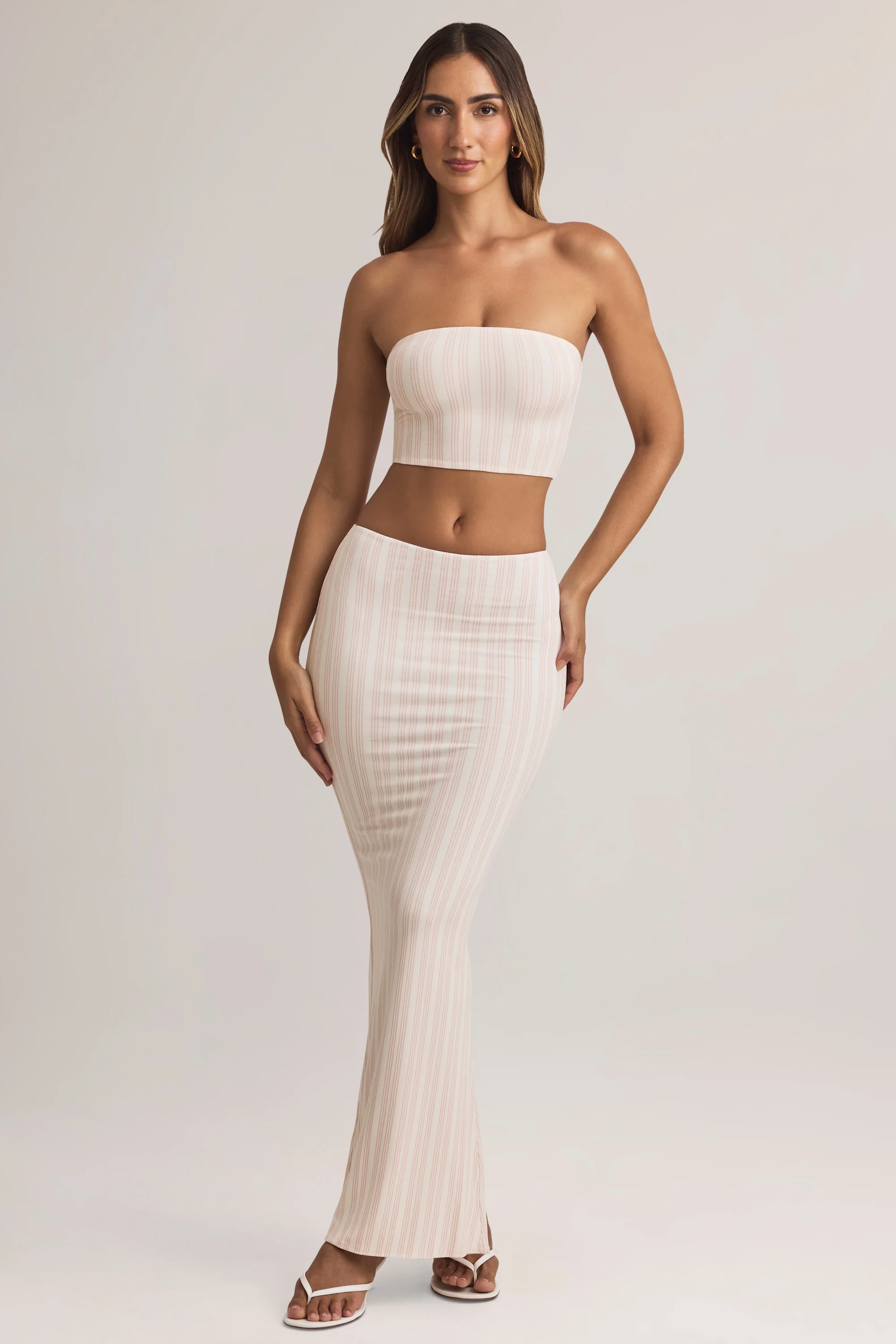 Modal Strapless Crop Top in Stripe Print - Image 6