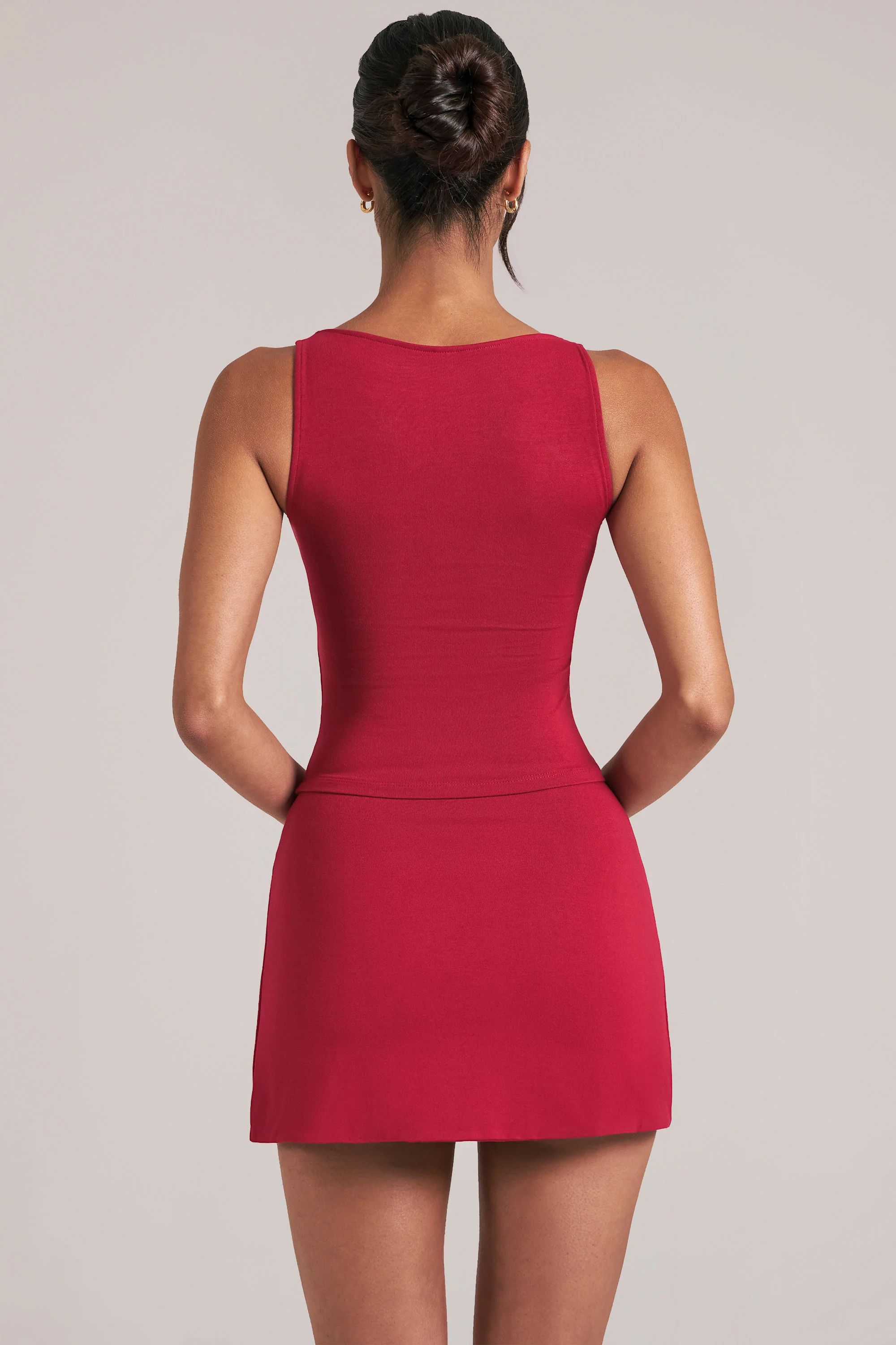 Square-Neck Top in Cherry Red - Image 2
