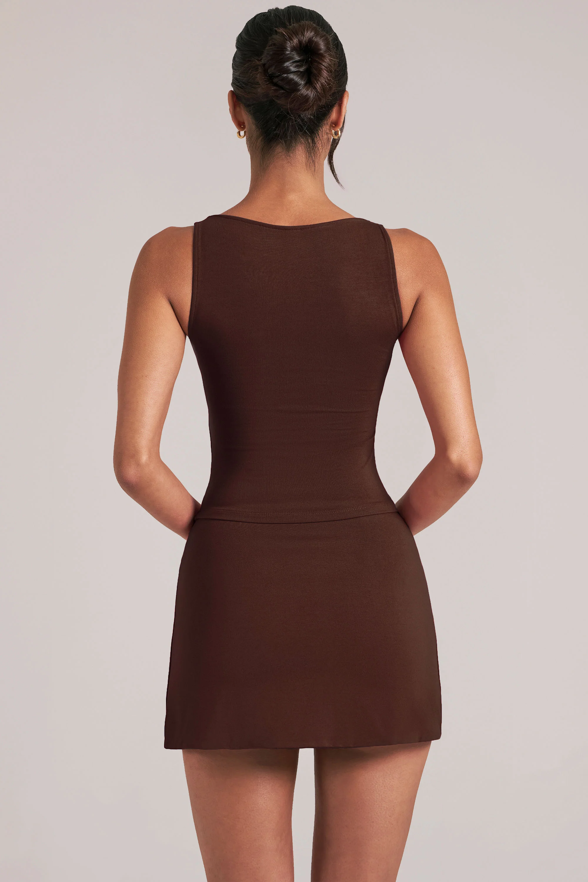 Square-Neck Top in Chocolate Brown - Image 2