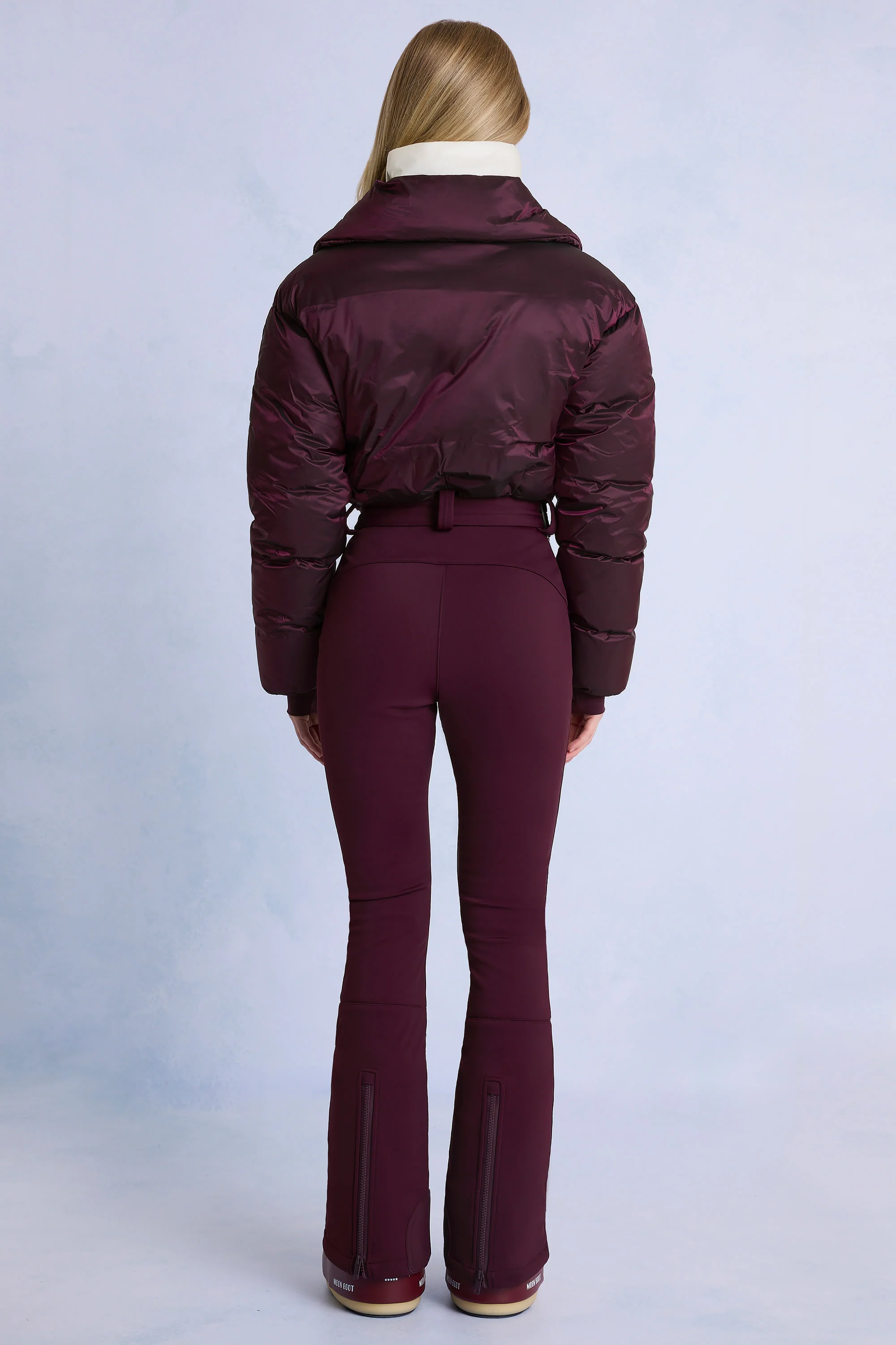 Waterproof Belted Layered Ski Suit in Burgundy - Image 2
