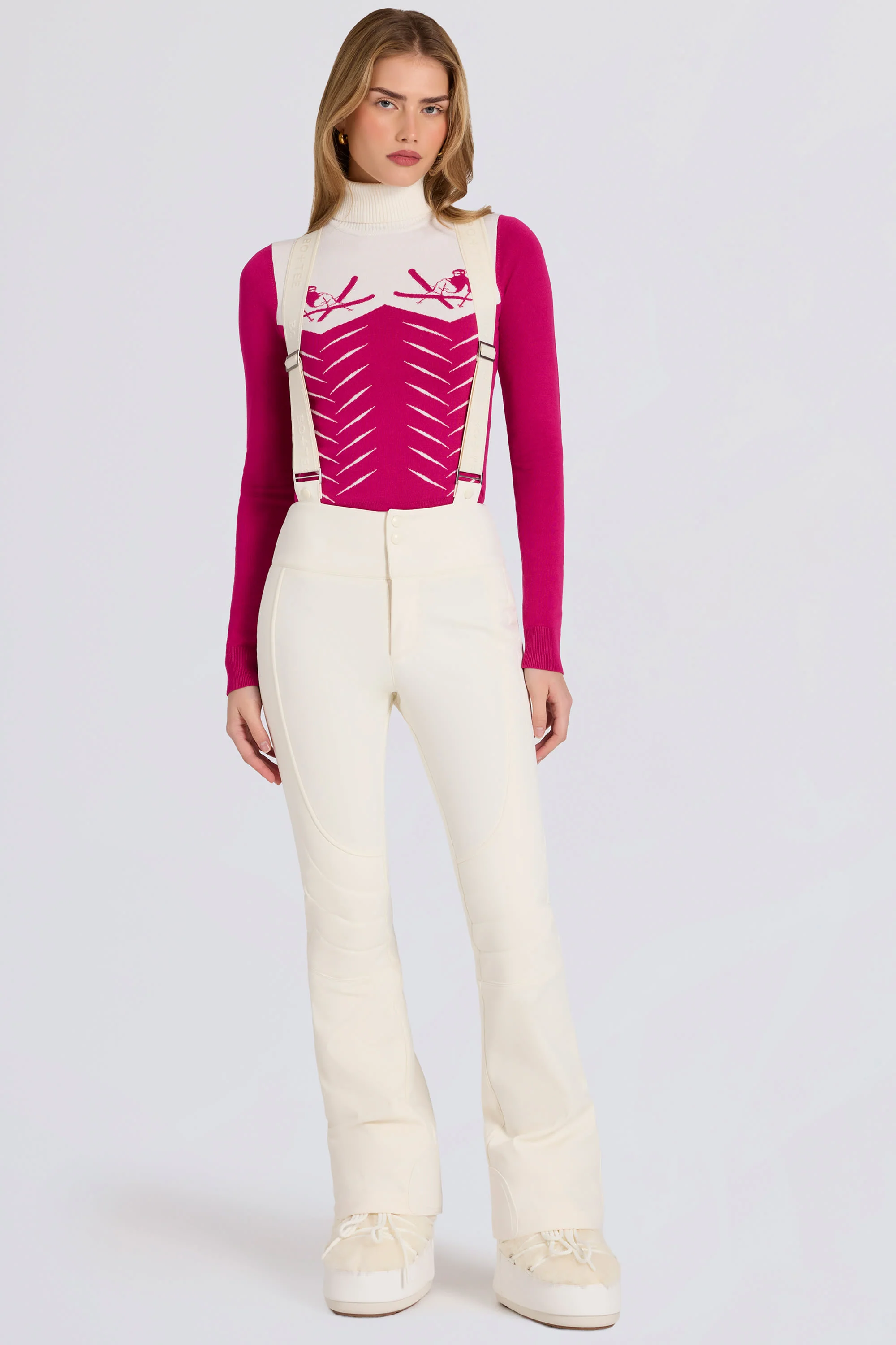 Waterproof High-Rise Salopettes with Suspenders in Ice - Image 3